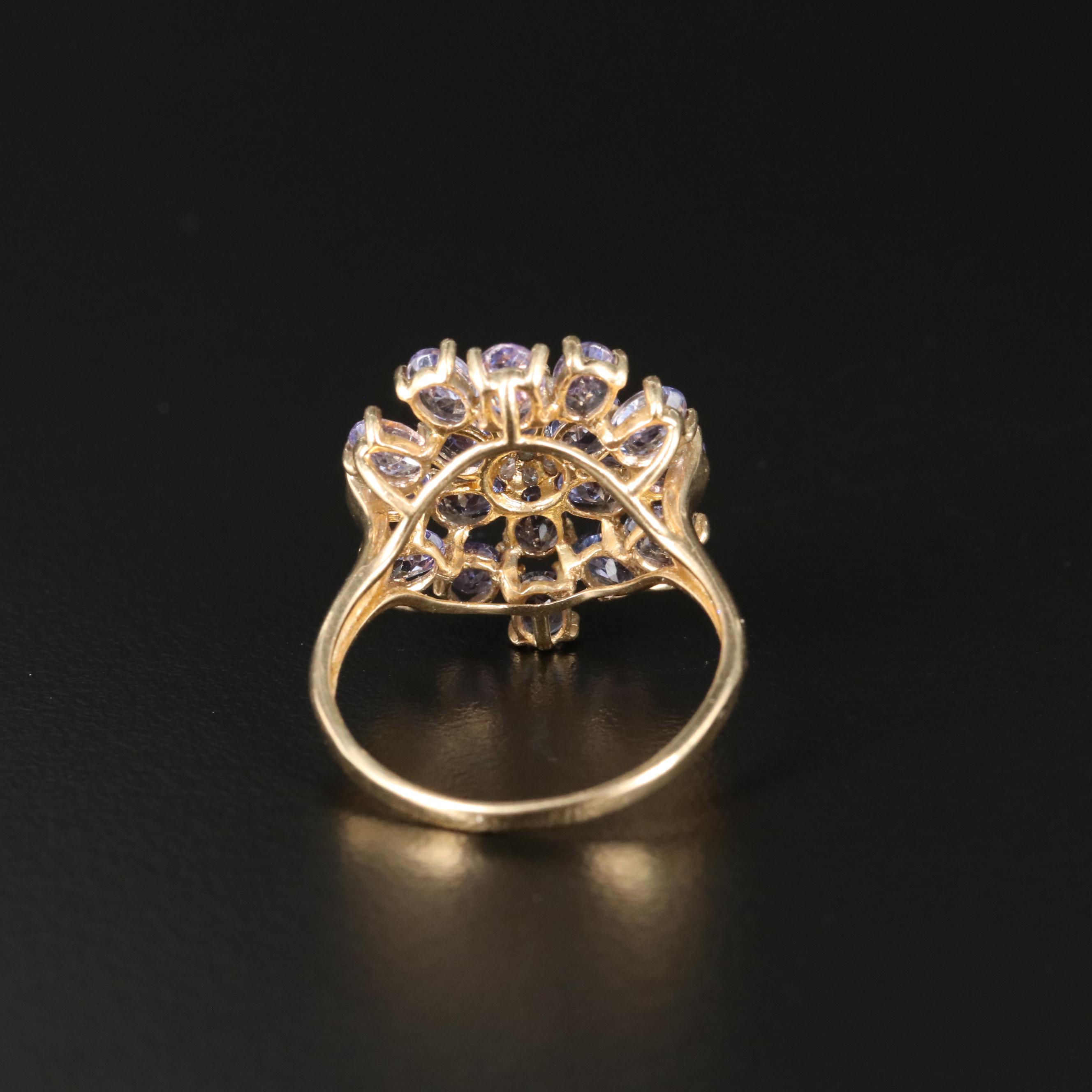 10K Tanzanite and Diamond Cluster Ring