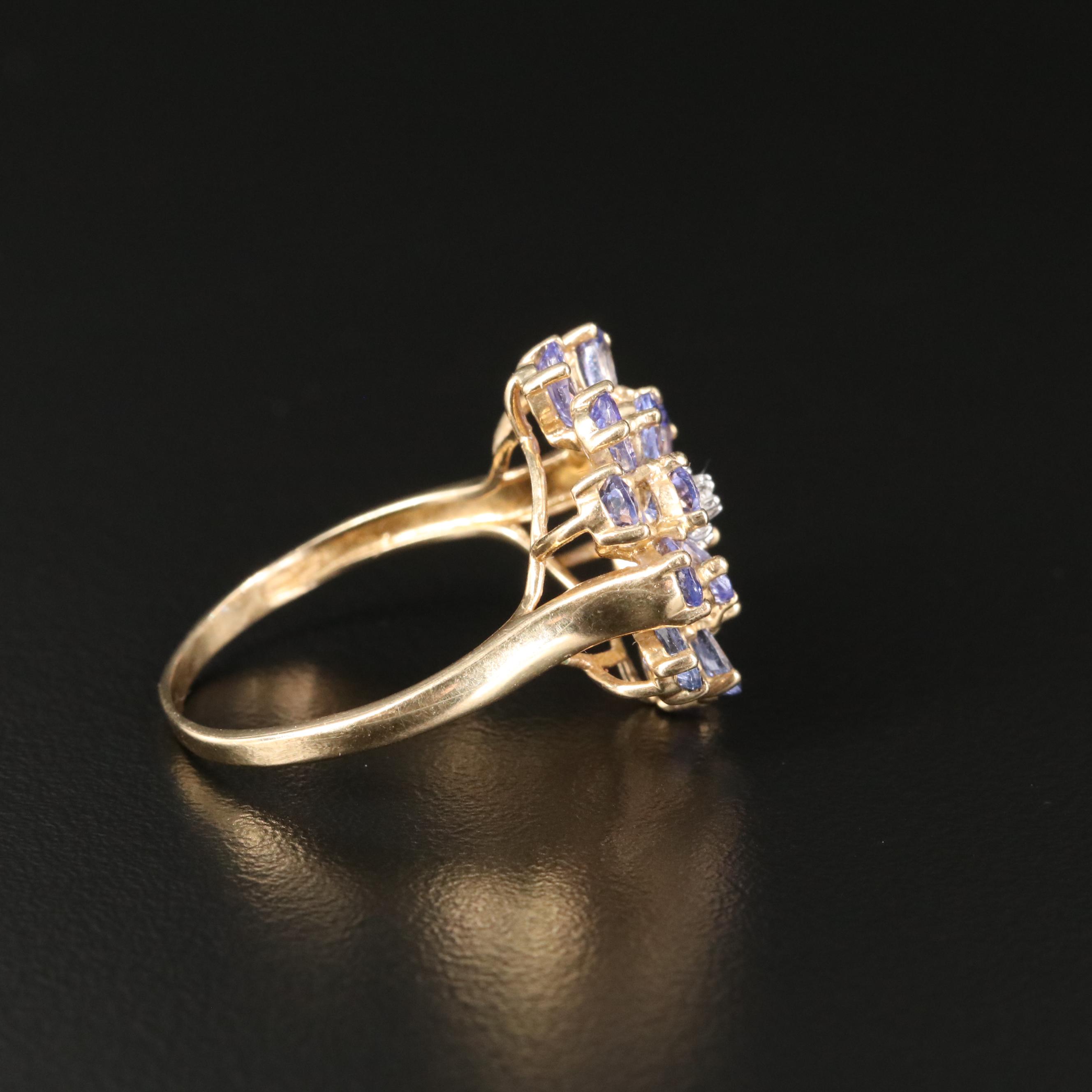 10K Tanzanite and Diamond Cluster Ring