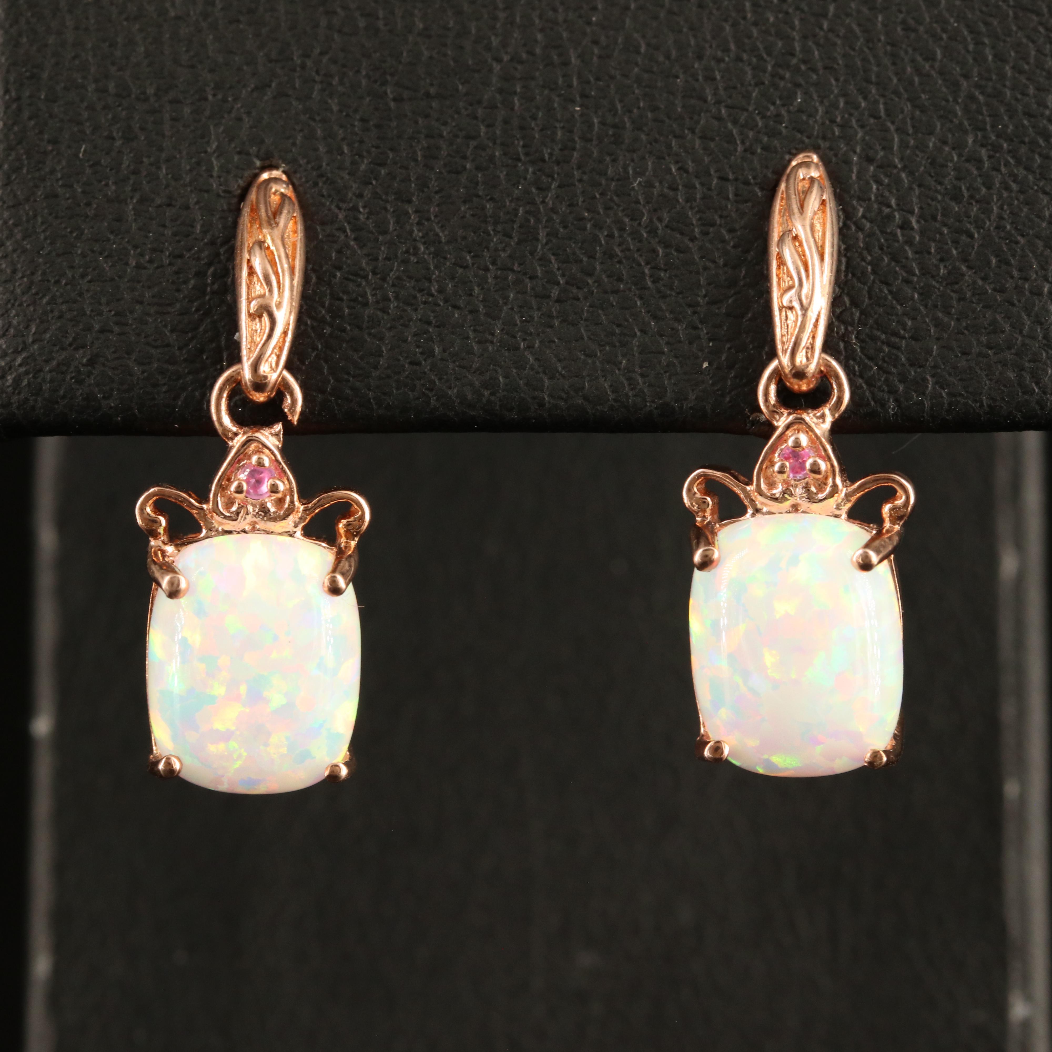 Sterling Opal and Sapphire Earrings