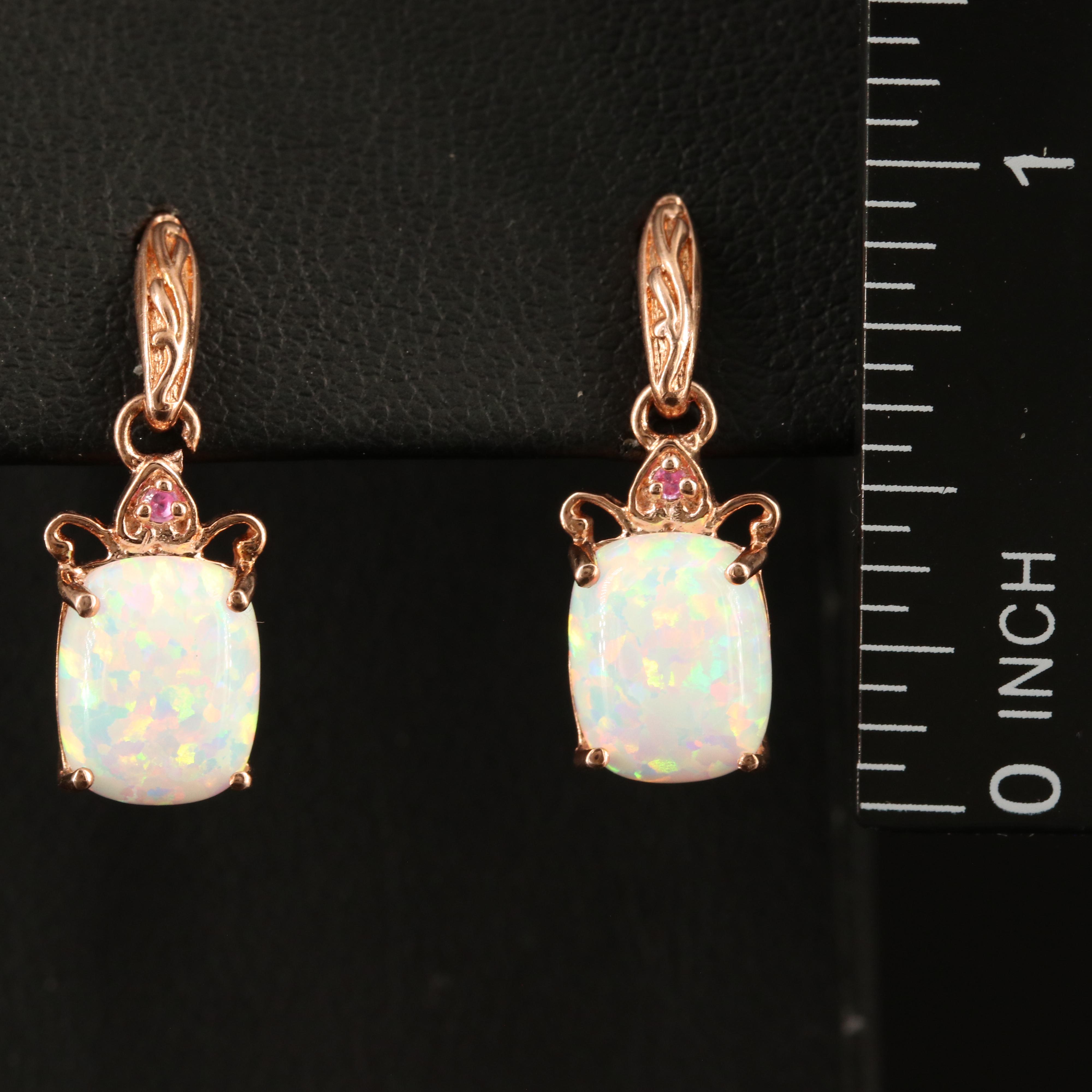 Sterling Opal and Sapphire Earrings