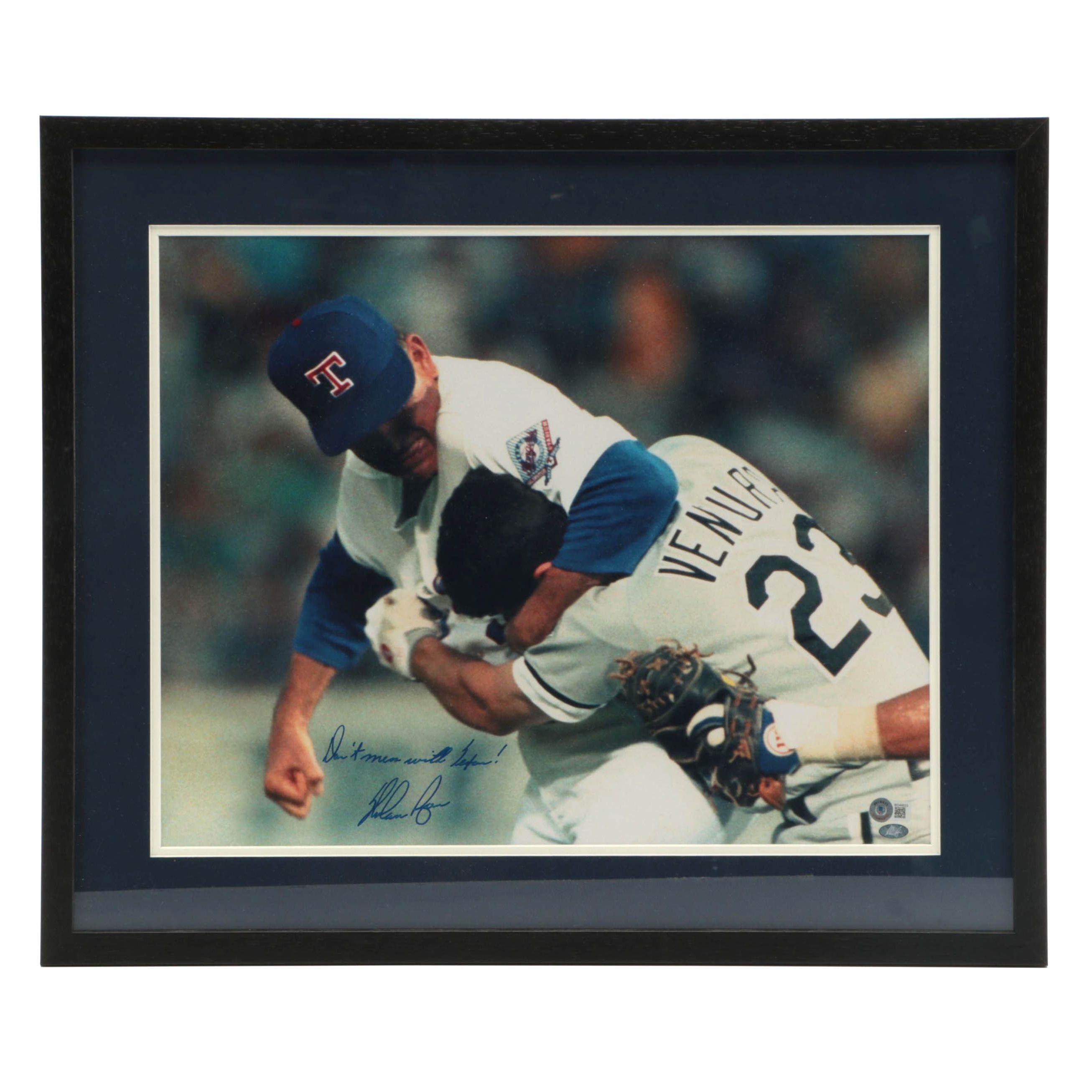 Nolan Ryan Signed Texas Rangers Giclée in Matted Frame