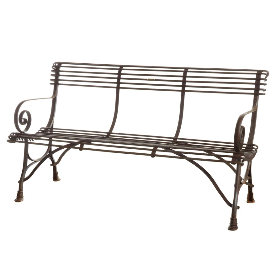 St. Sauveur French Iron Garden Bench, Early 20th Century