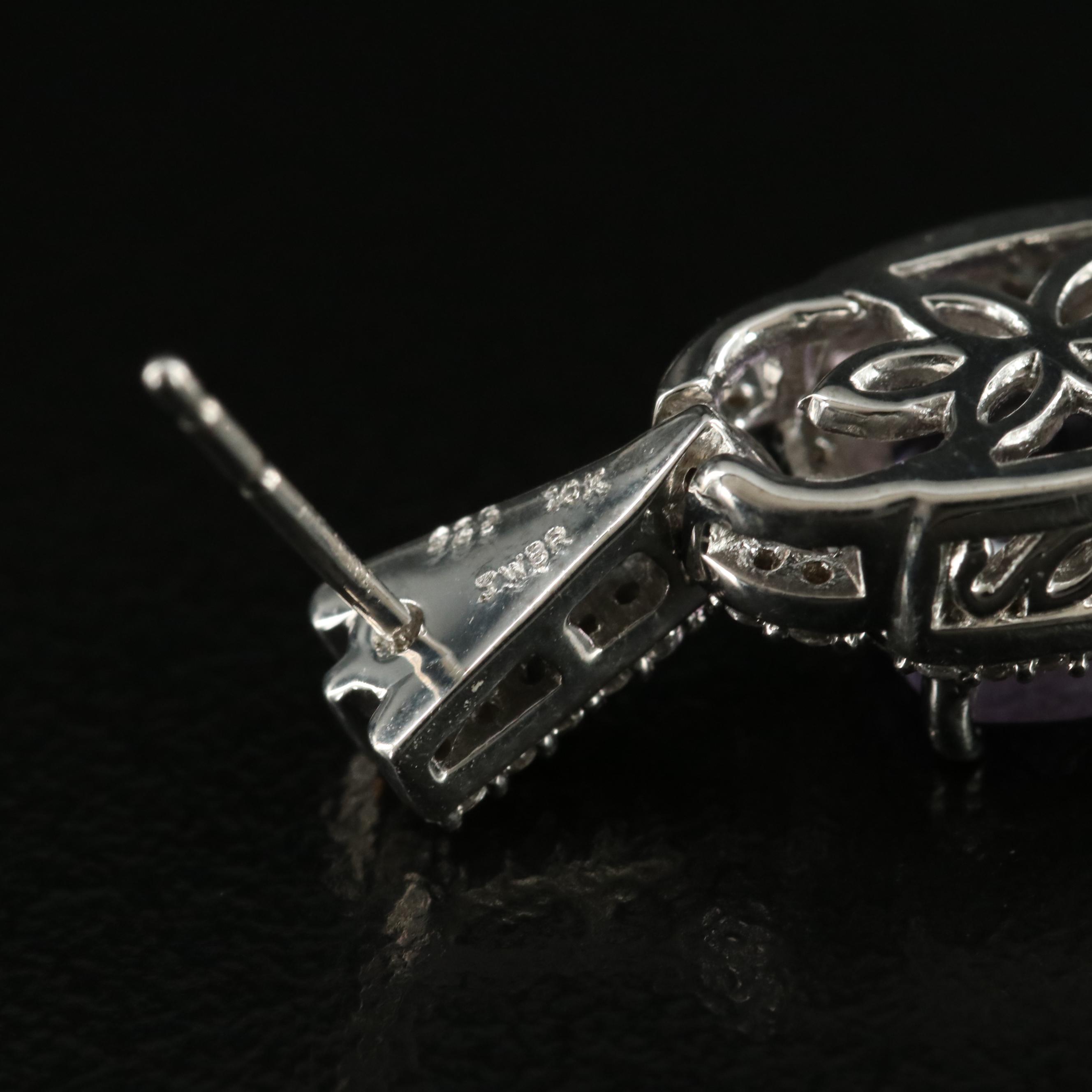 Sterling Amethyst and Sapphire Earrings with 10K Rose Gold Accent