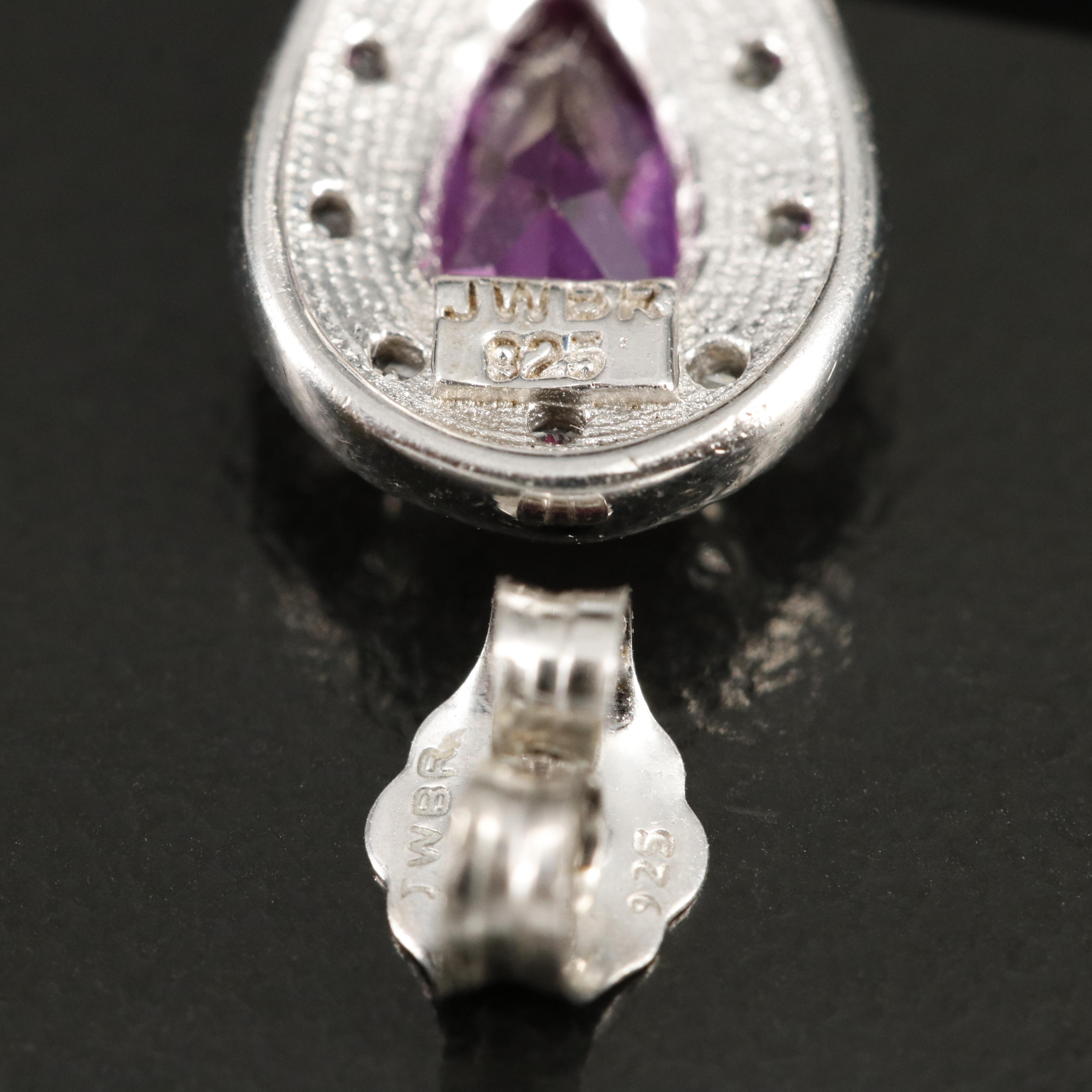 Sterling Pink and White Sapphire Earrings