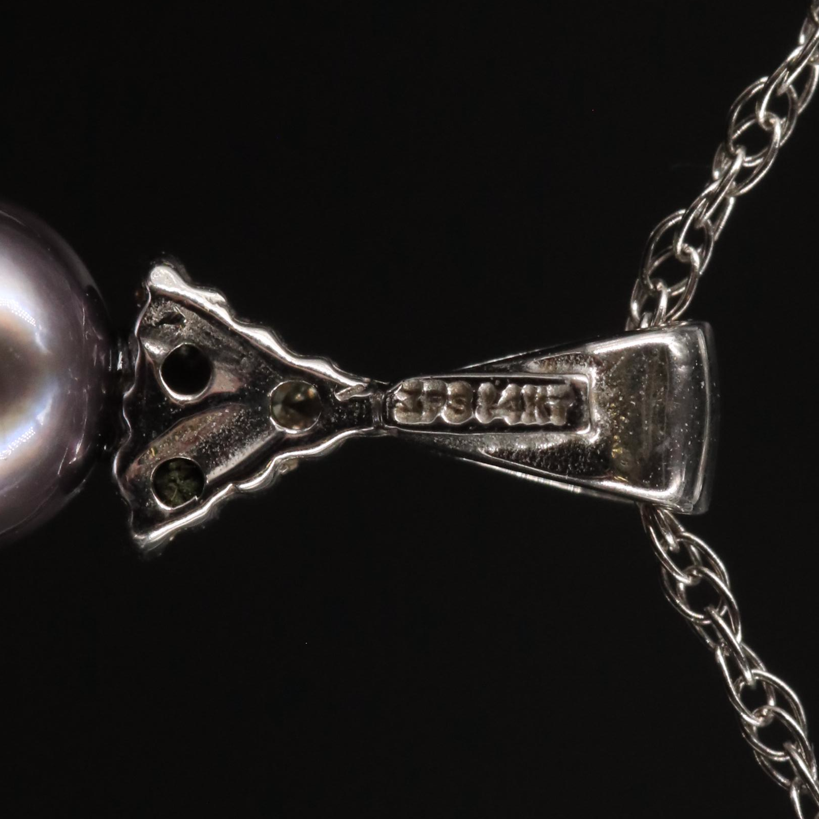 14K Diamond and Pearl Pendant Necklace