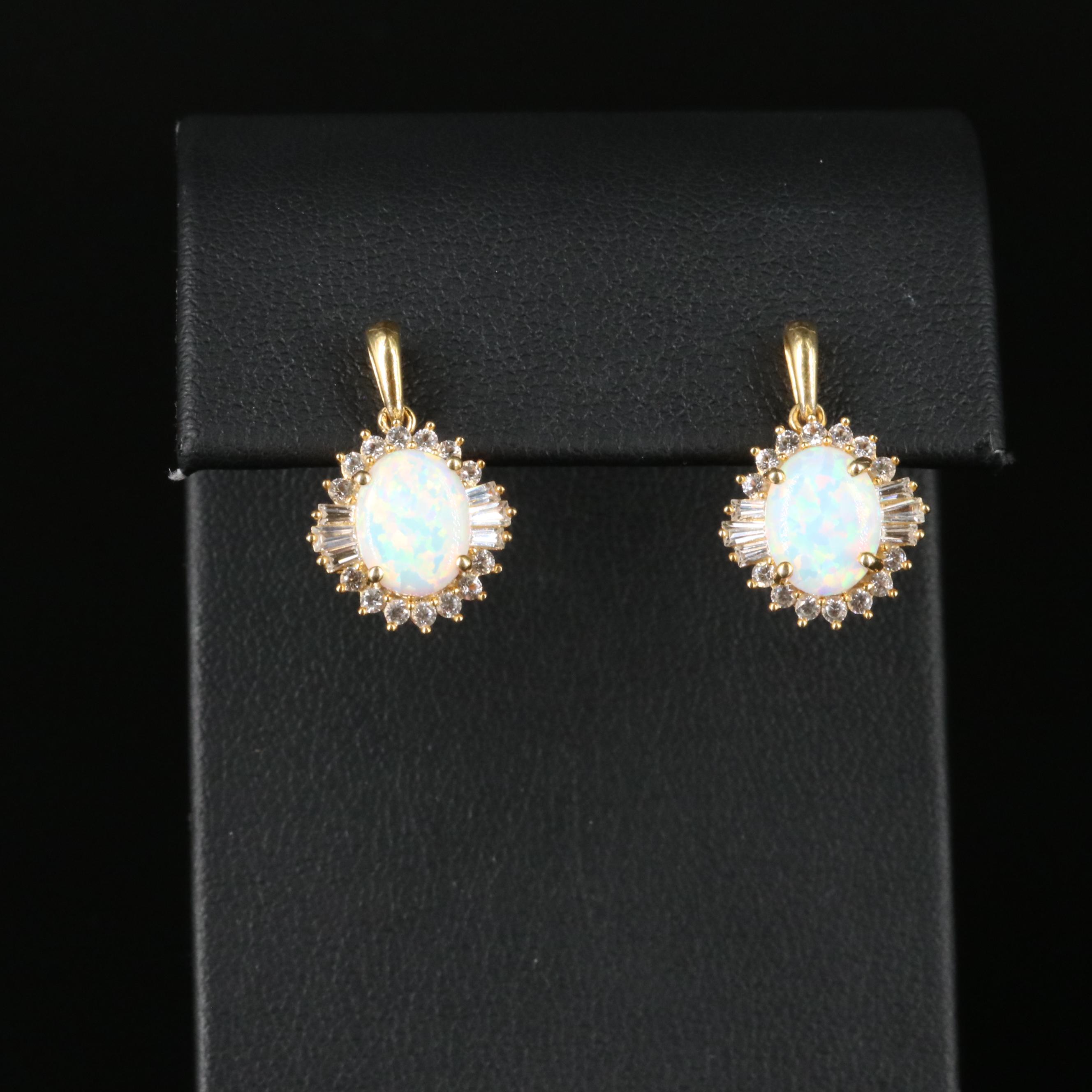 Sterling Opal and Sapphire Earrings