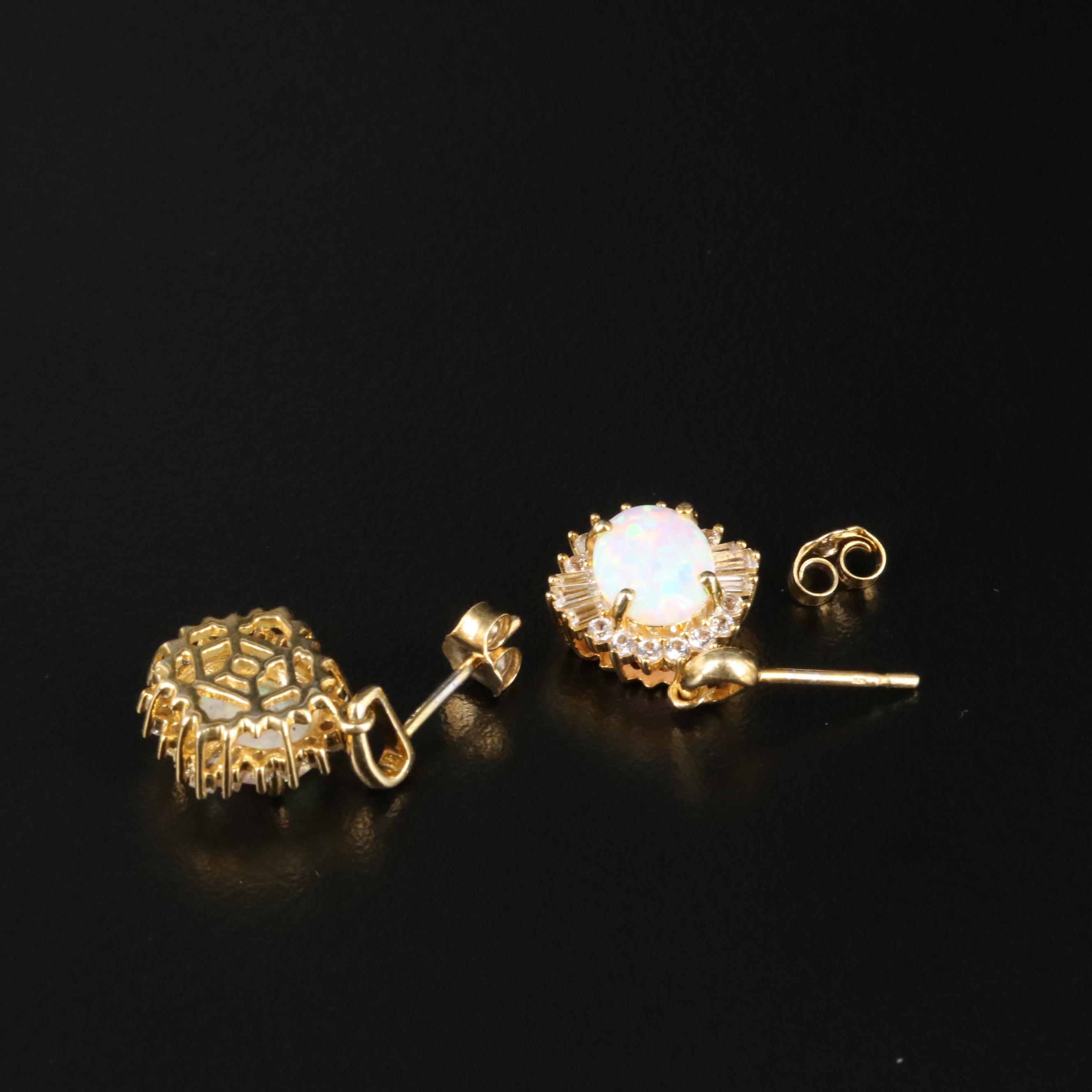 Sterling Opal and Sapphire Earrings