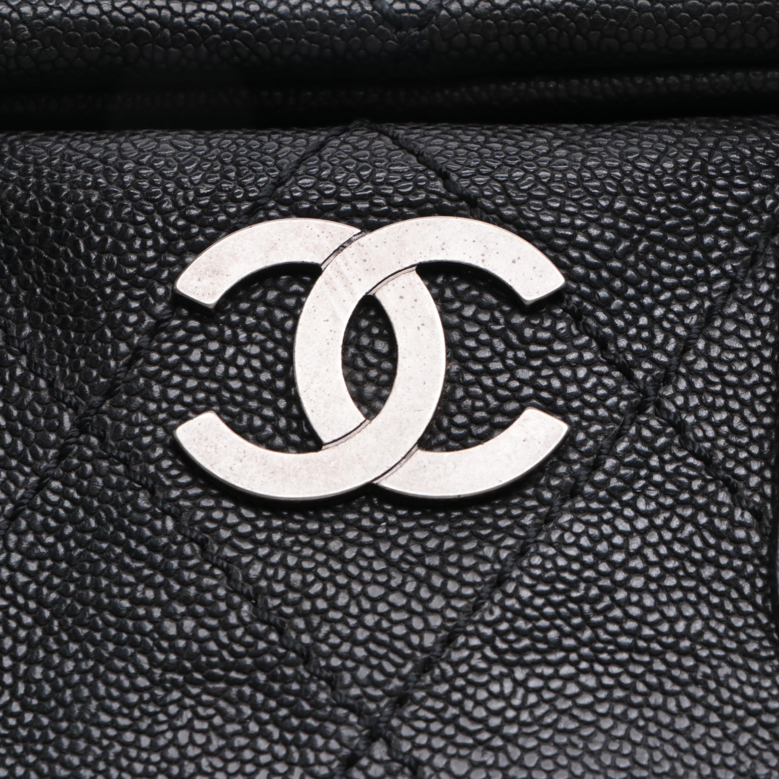 Chanel Diamond Stitch Caviar Leather Satchel with CC Logo
