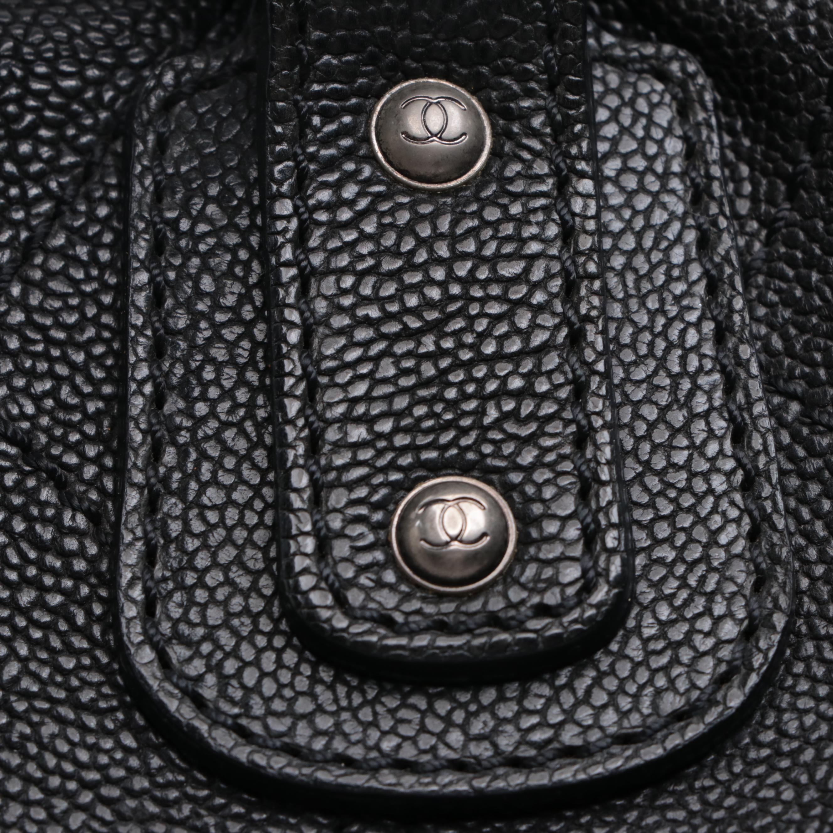 Chanel Diamond Stitch Caviar Leather Satchel with CC Logo