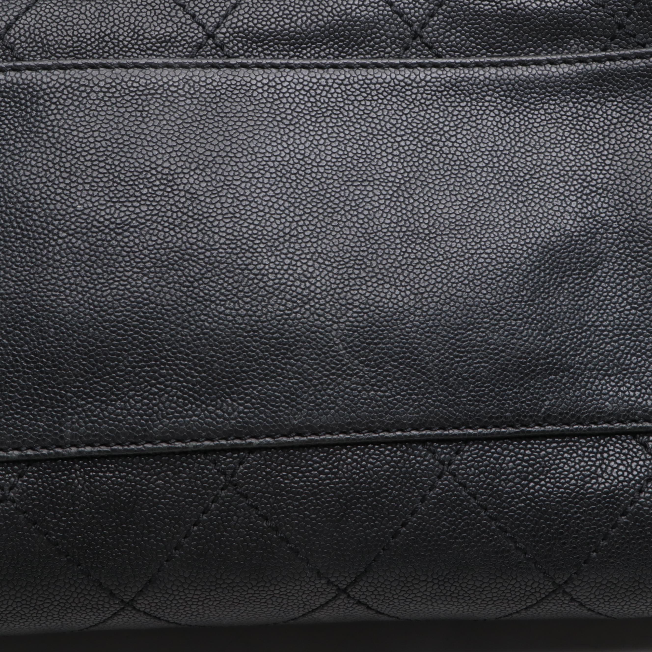 Chanel Diamond Stitch Caviar Leather Satchel with CC Logo