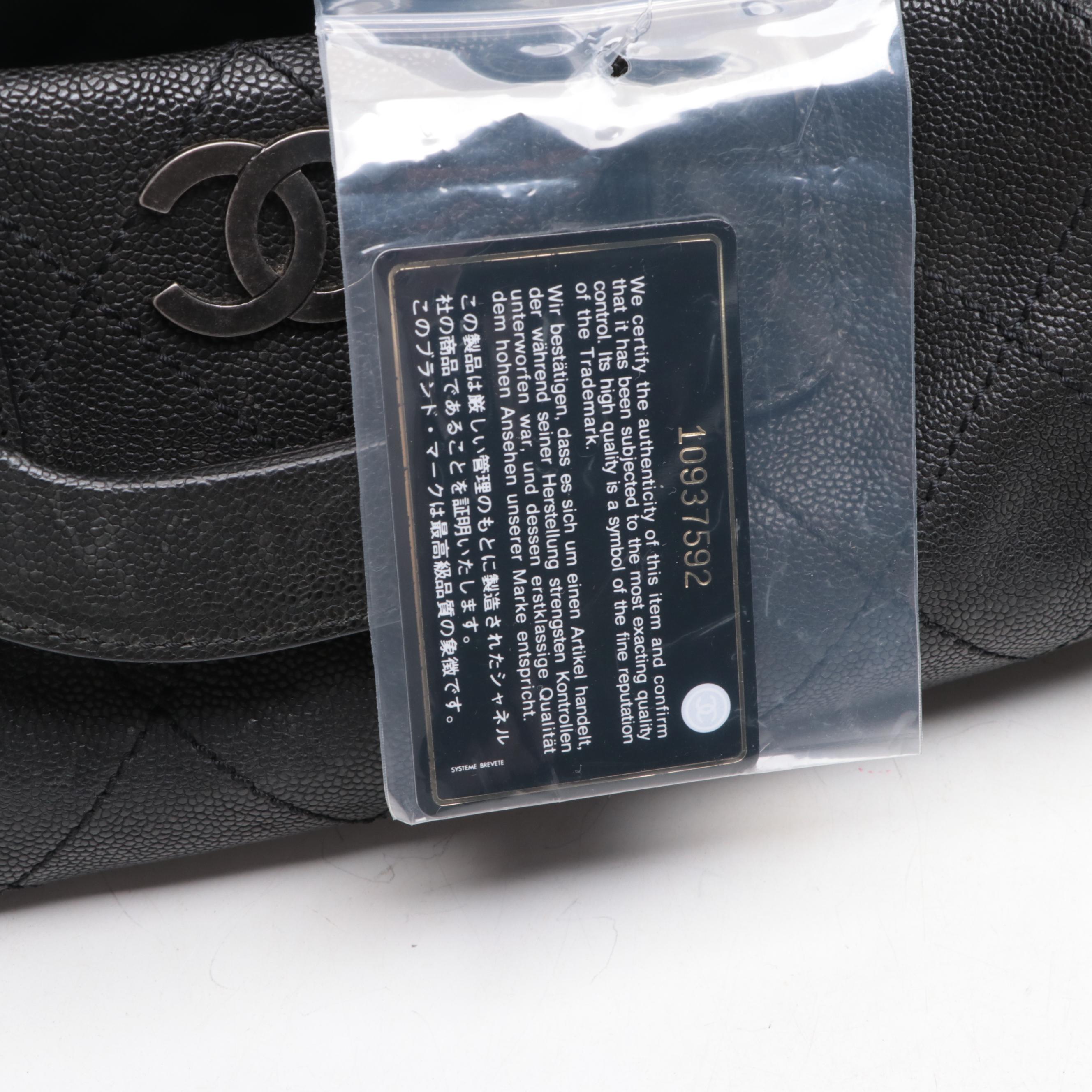 Chanel Diamond Stitch Caviar Leather Satchel with CC Logo