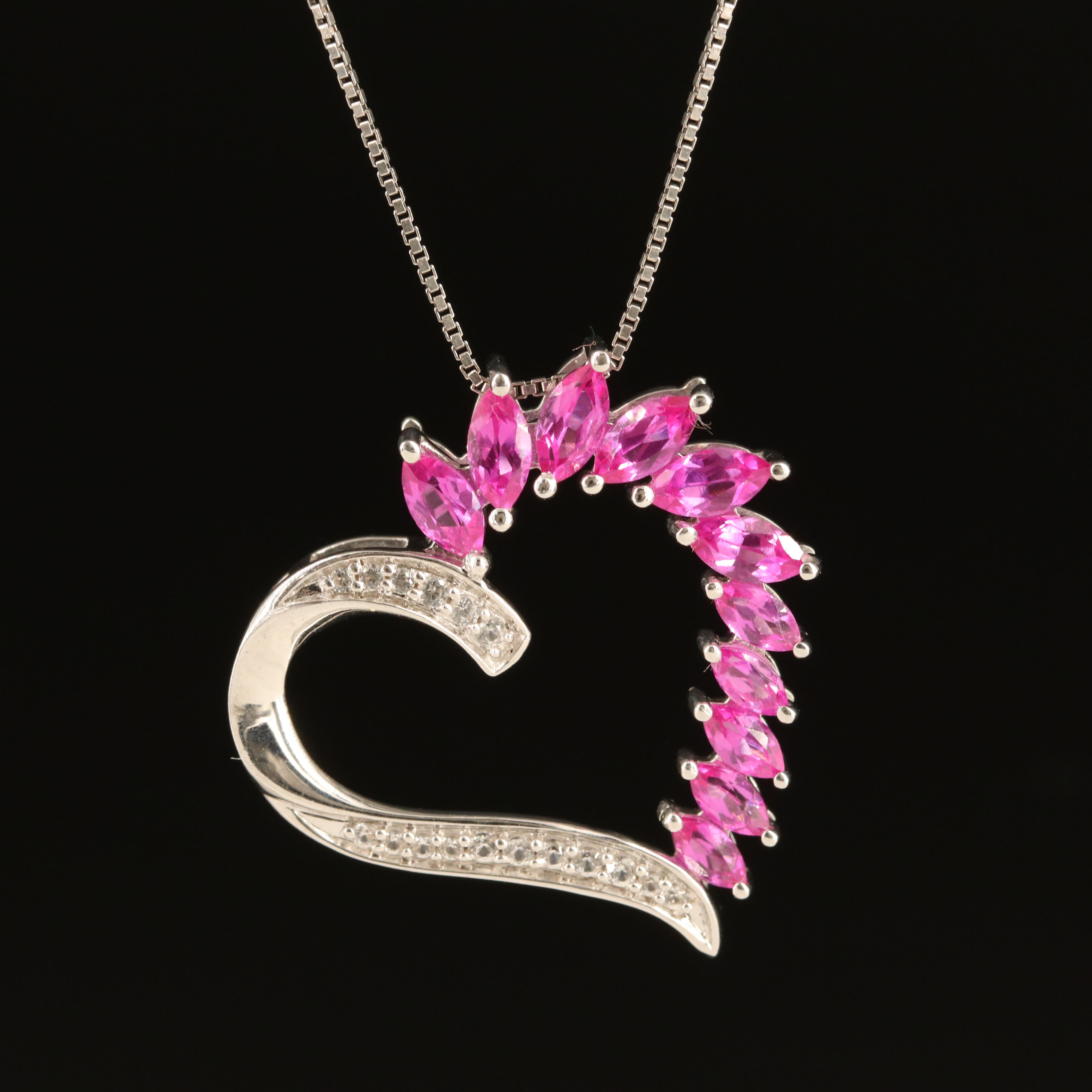 Sterling Sapphire Heart Necklace