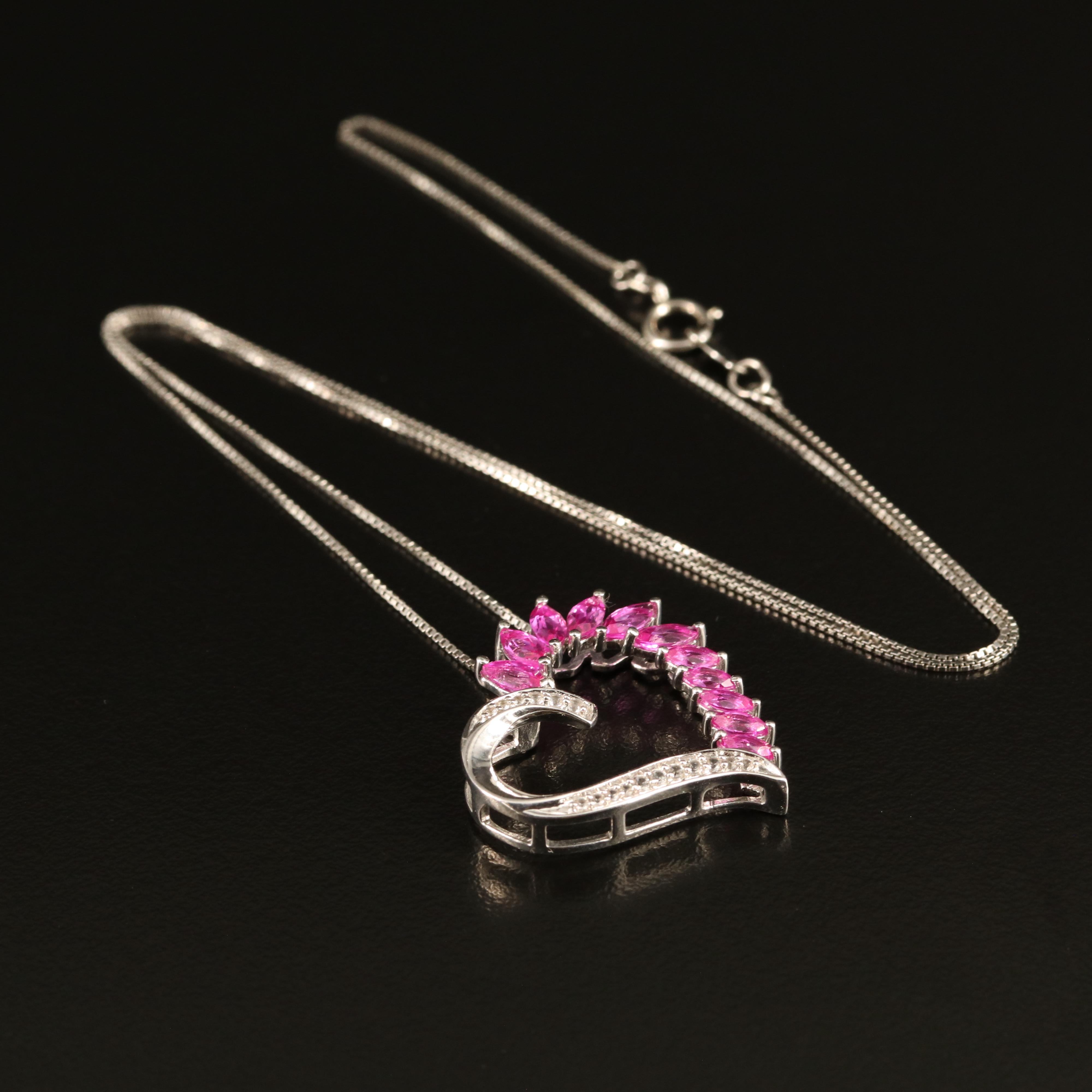 Sterling Sapphire Heart Necklace