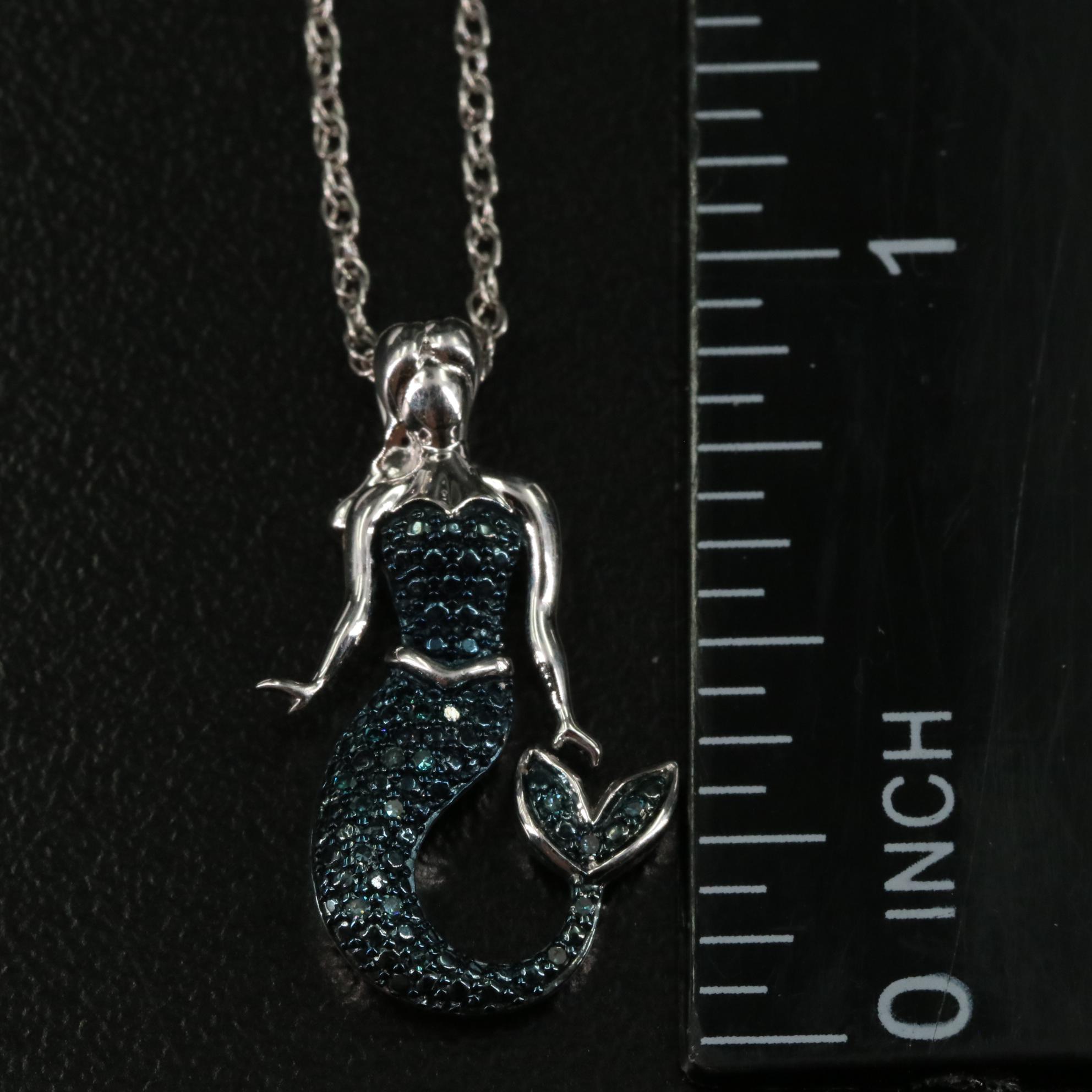 Sterling 0.04 CTW Diamond Mermaid Pendant Necklace