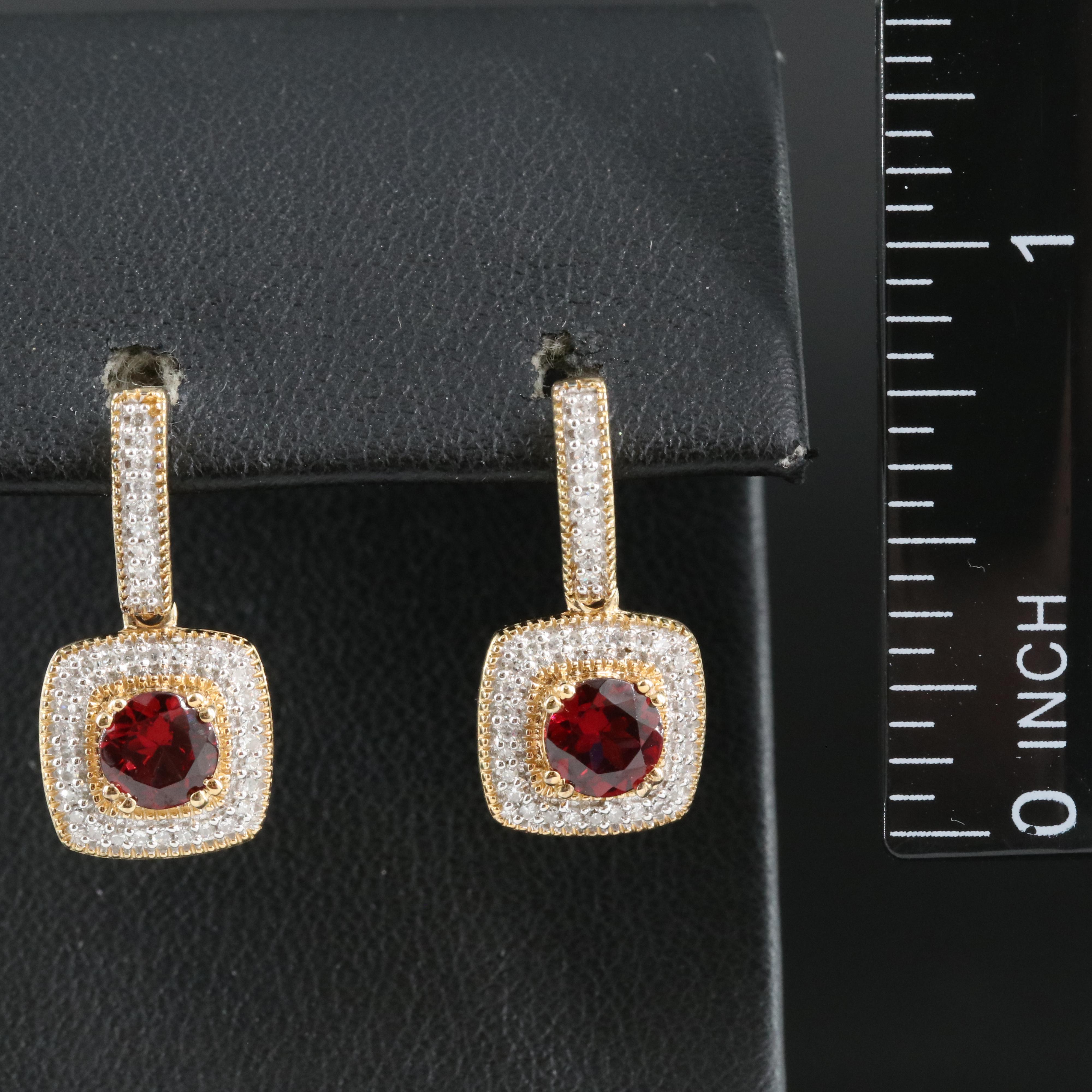 Sterling Garnet and Diamond Earrings