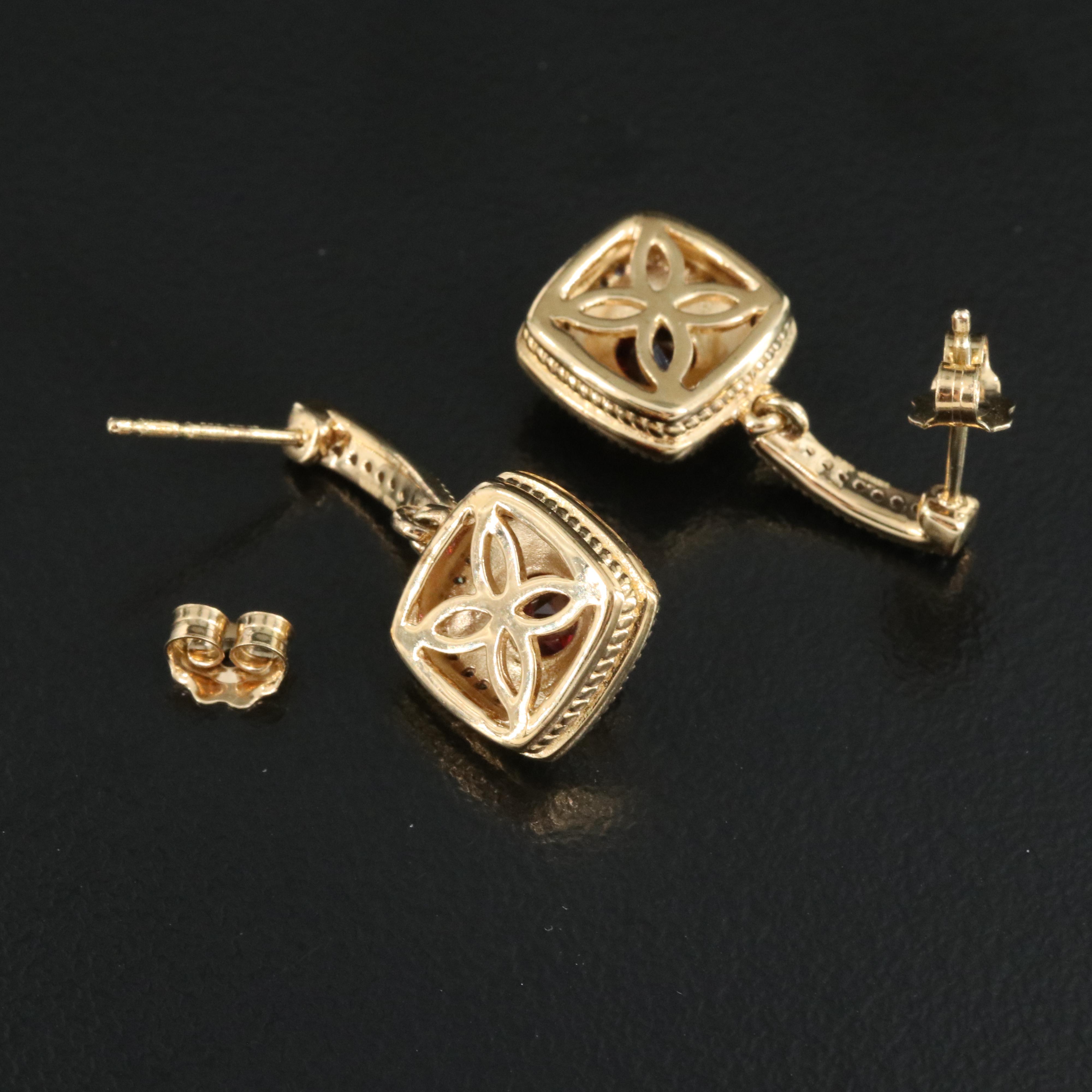 Sterling Garnet and Diamond Earrings