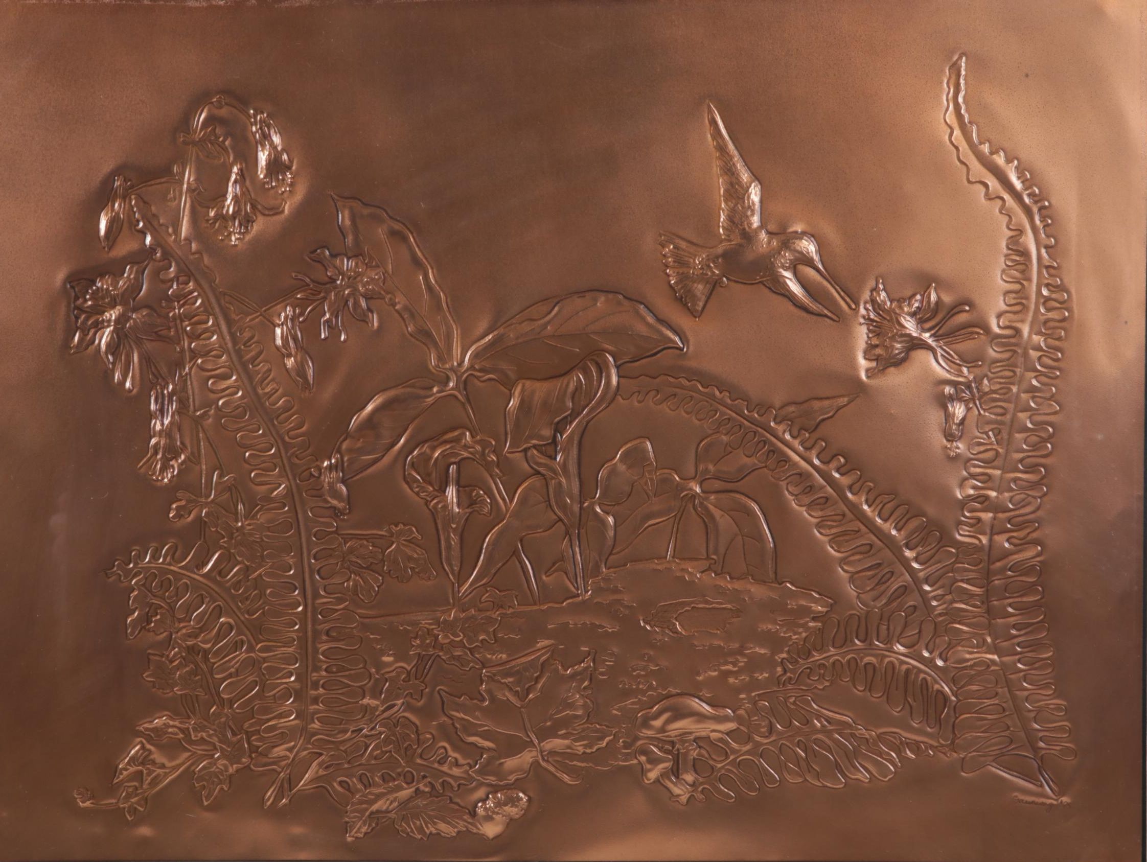 Linda Greenway Copper Repoussé Relief Wall Hanging, 1985