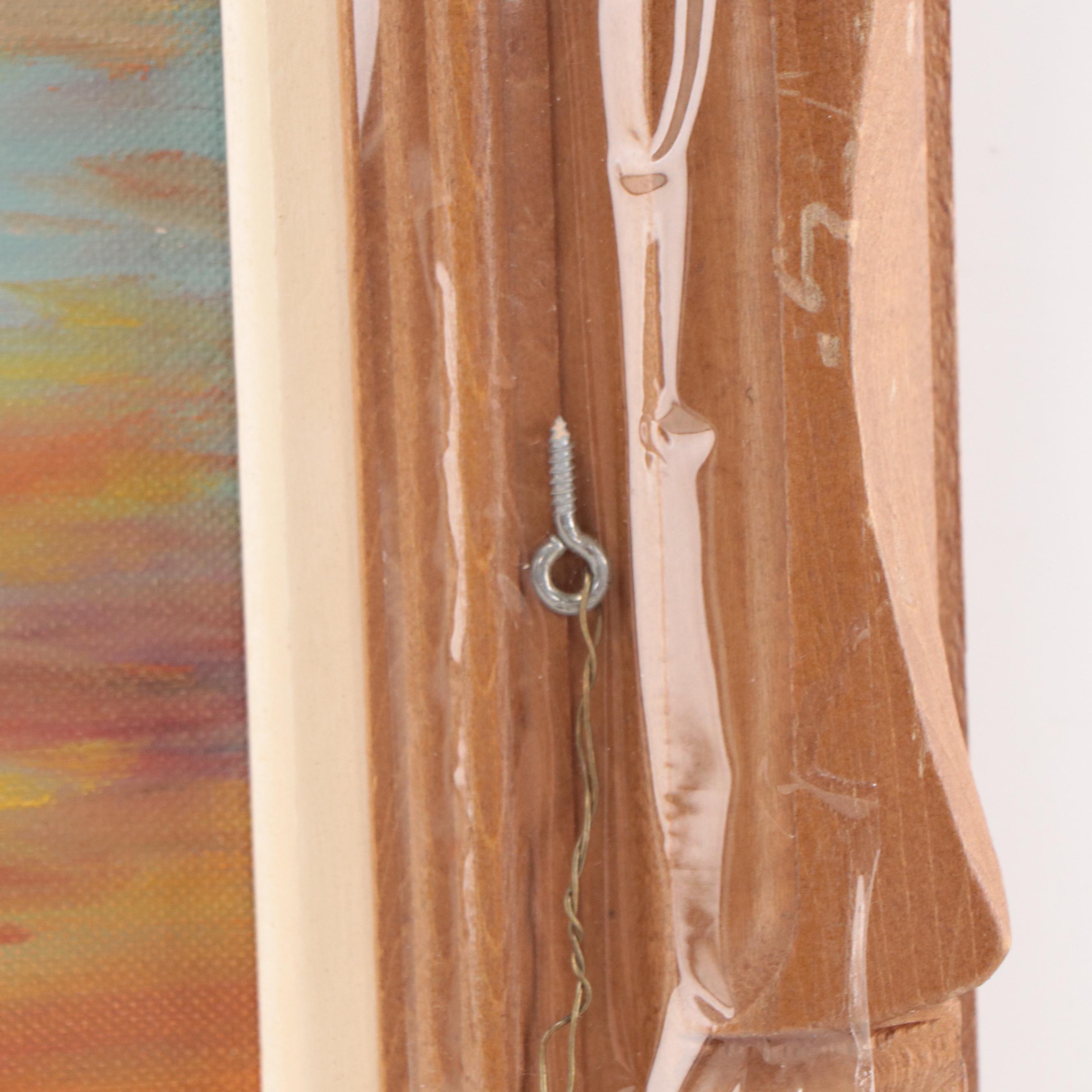 Laurence Vallieres Landscape Oil Painting of Sailboats on Lake