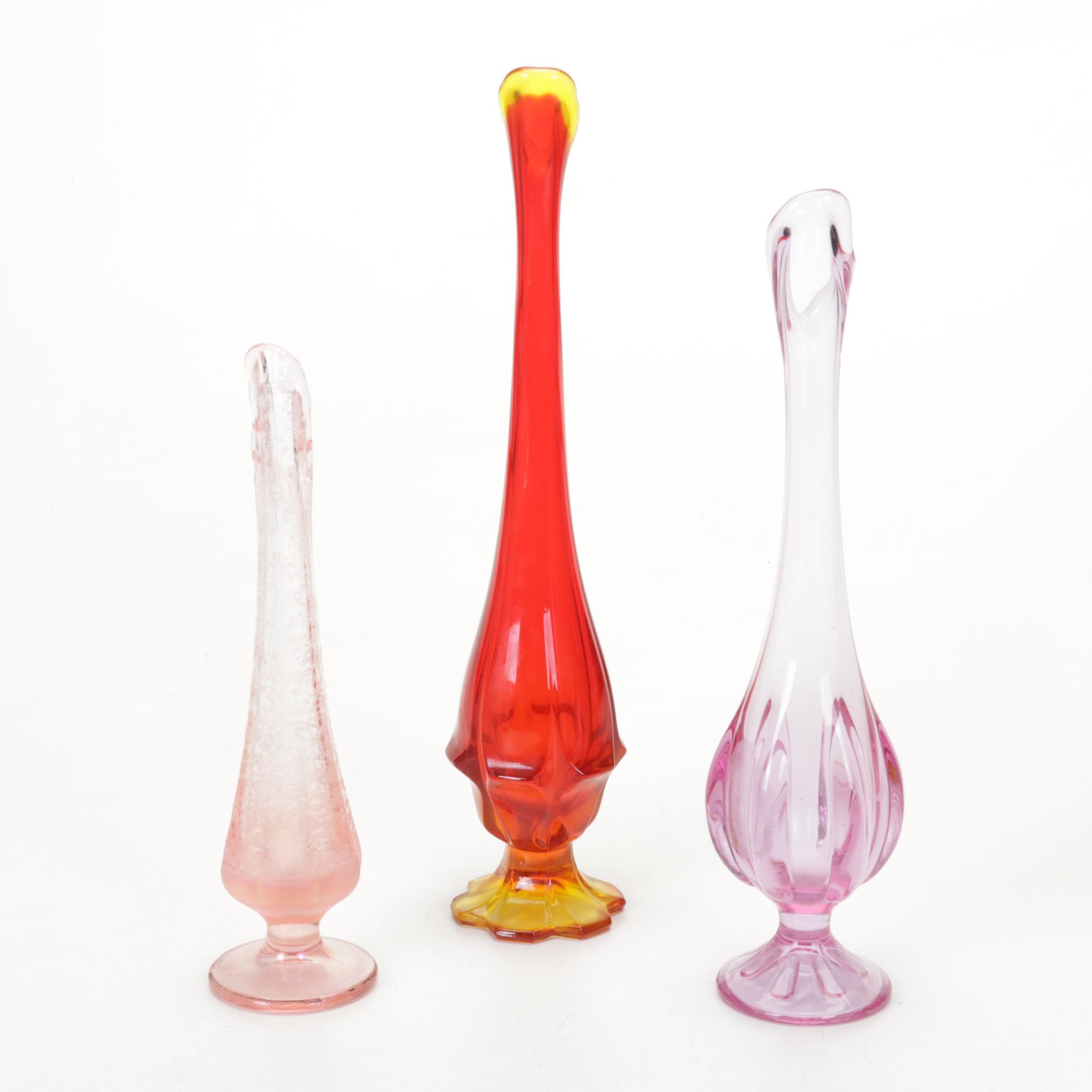 Viking Swung Glass Vases, Fenton Fairy Lamps, More Hobnail, Iridescent Glassware