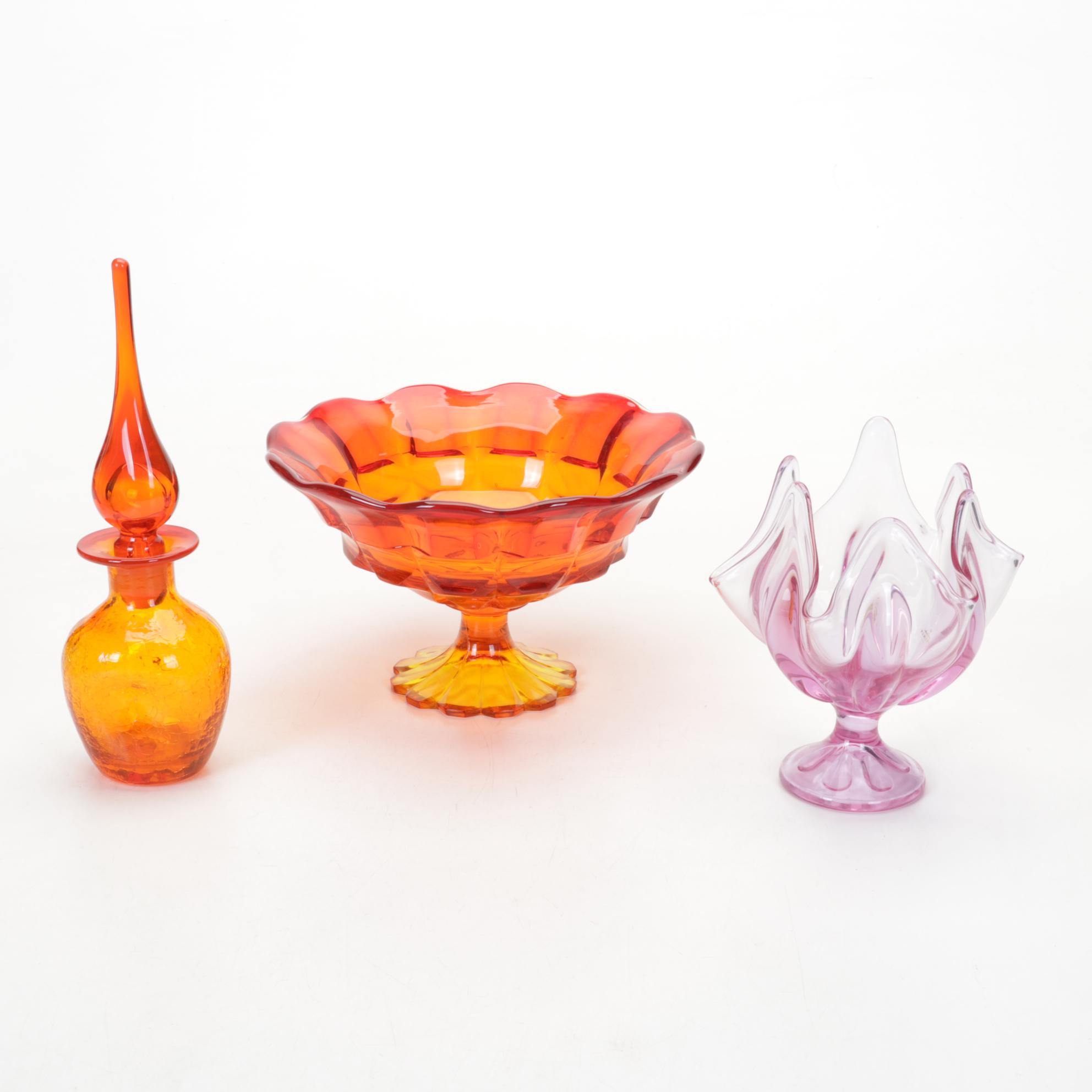 Viking Swung Glass Vases, Fenton Fairy Lamps, More Hobnail, Iridescent Glassware