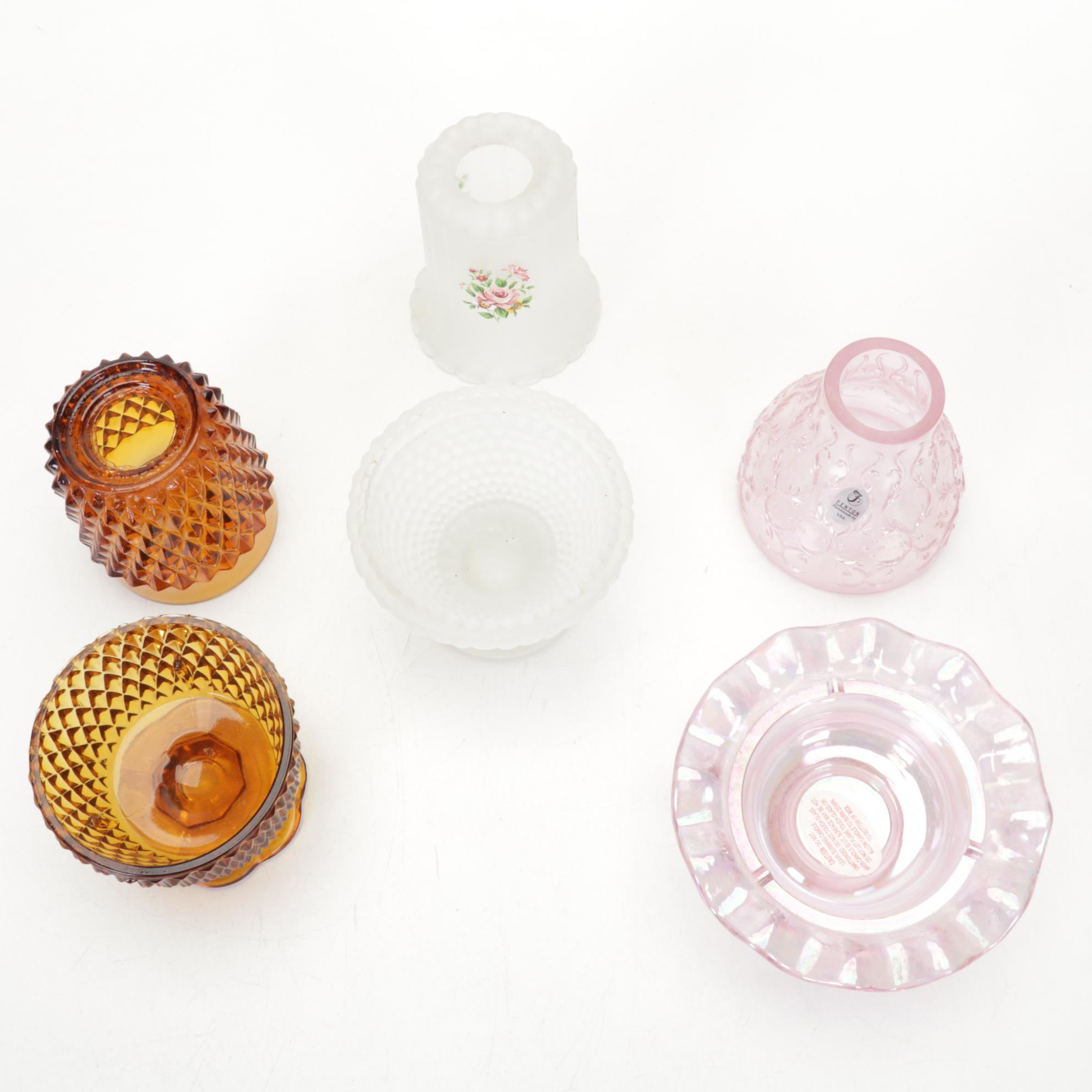 Viking Swung Glass Vases, Fenton Fairy Lamps, More Hobnail, Iridescent Glassware