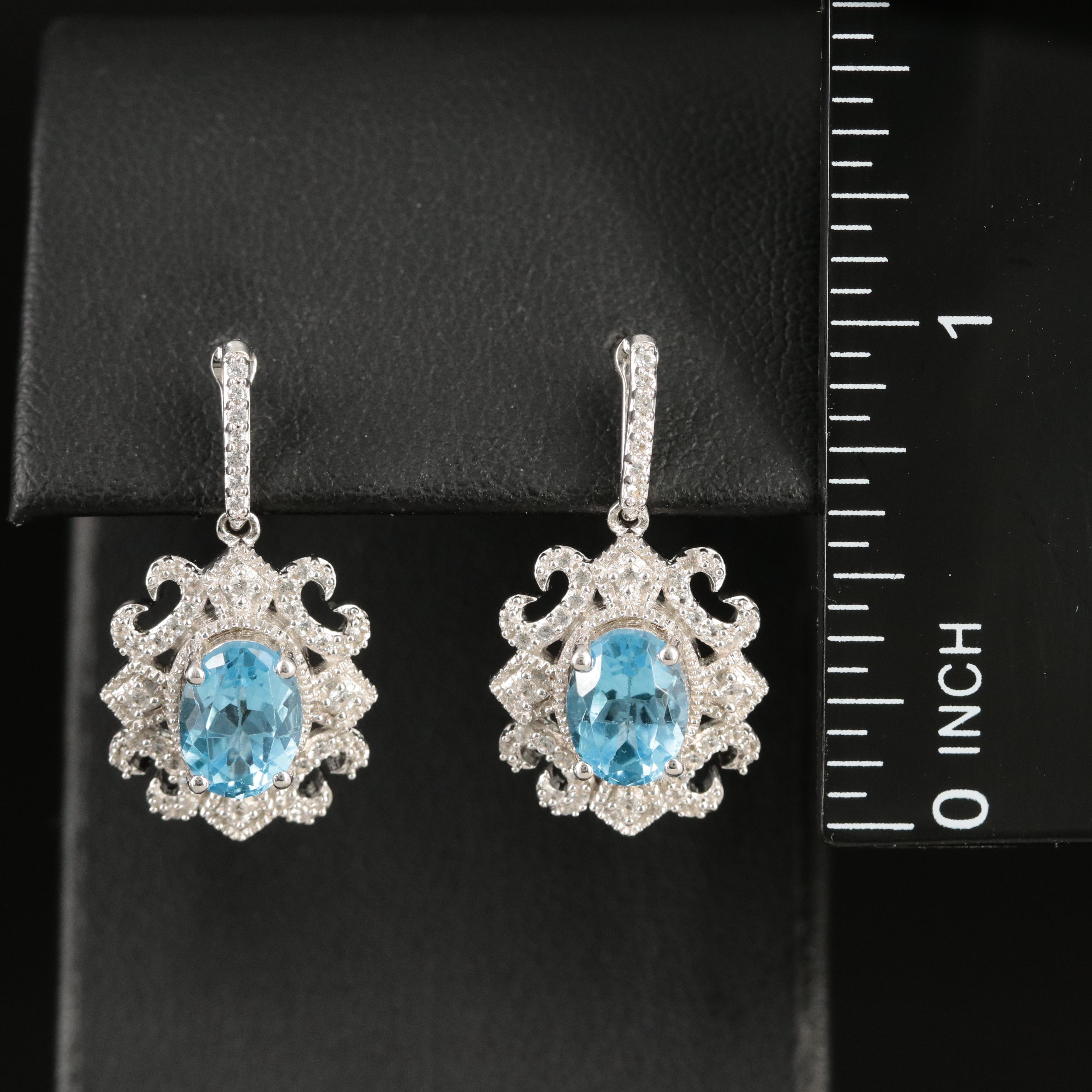 Sterling Swiss Blue Topaz and Sapphire Earrings
