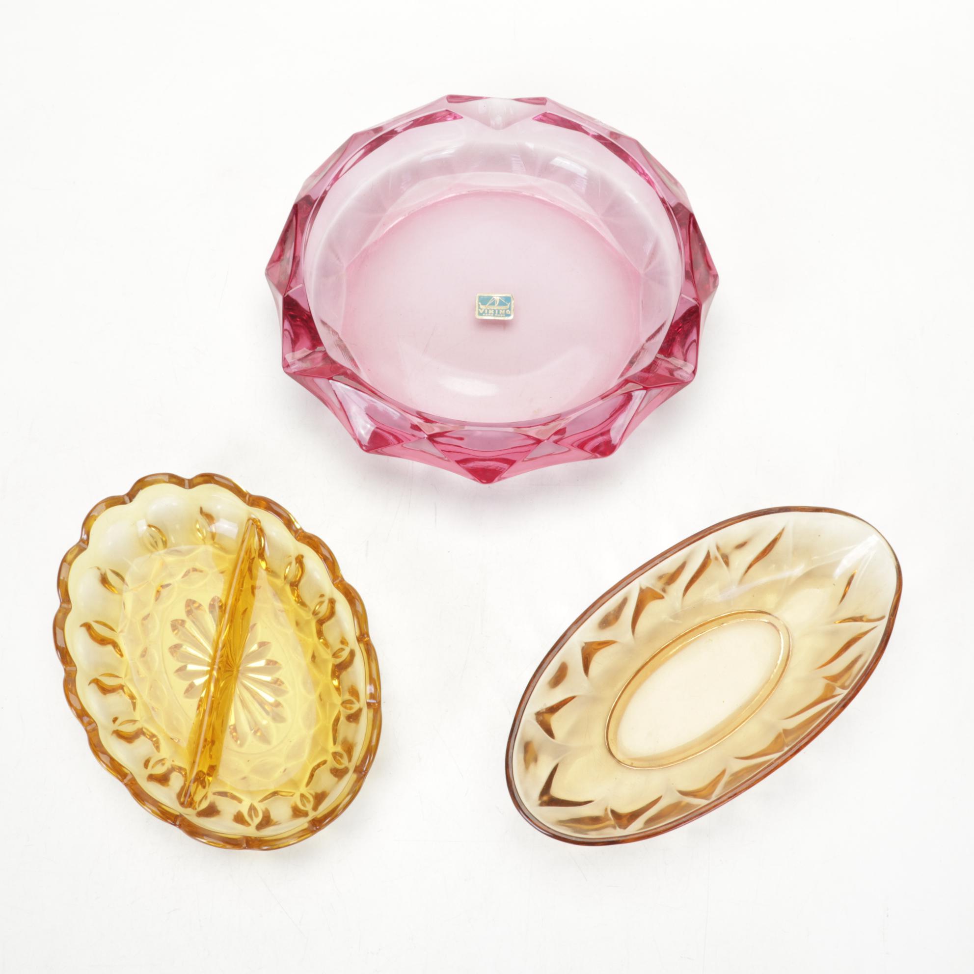 Viking Swung Glass Vases, Fenton Fairy Lamps, More Hobnail, Iridescent Glassware