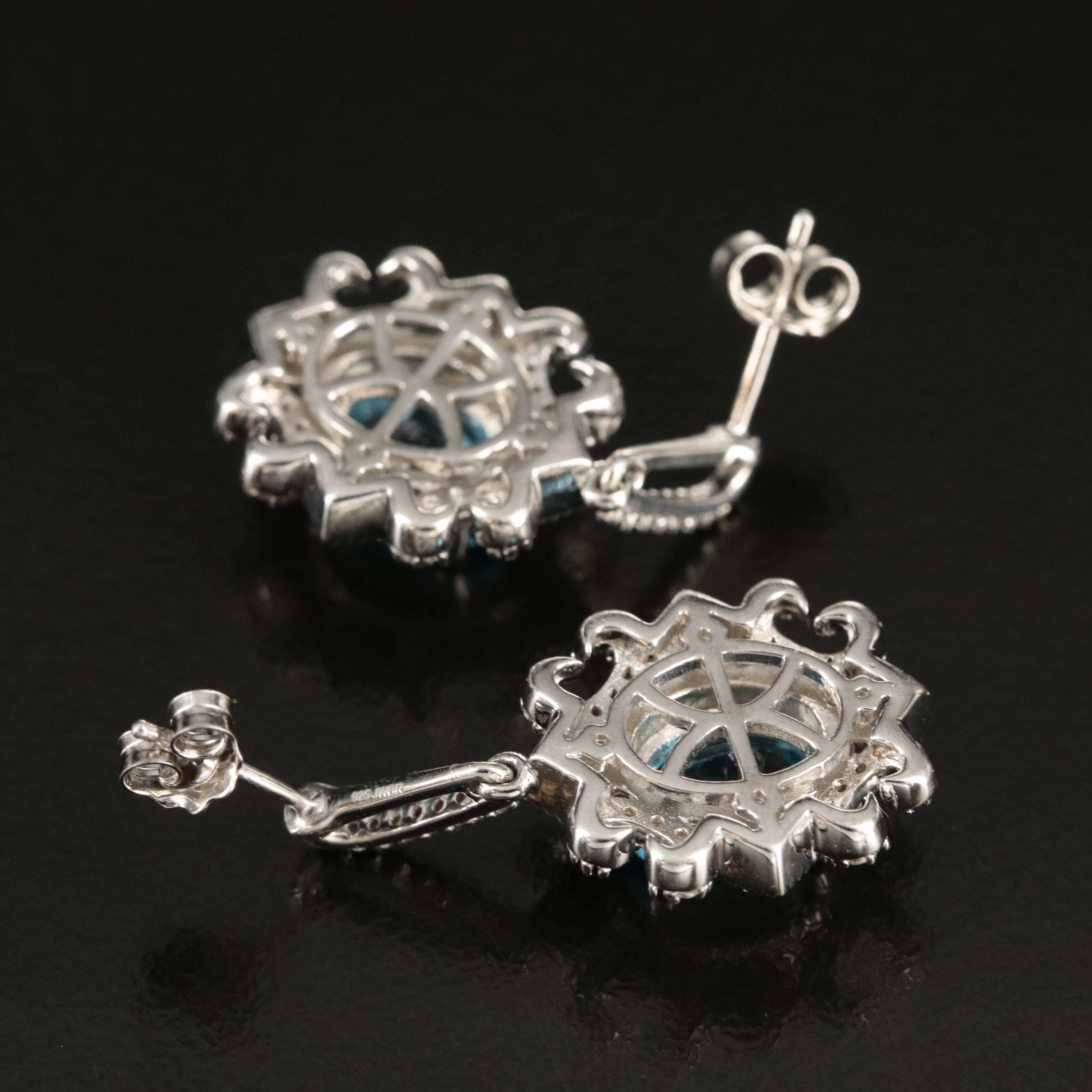 Sterling Swiss Blue Topaz and Sapphire Earrings
