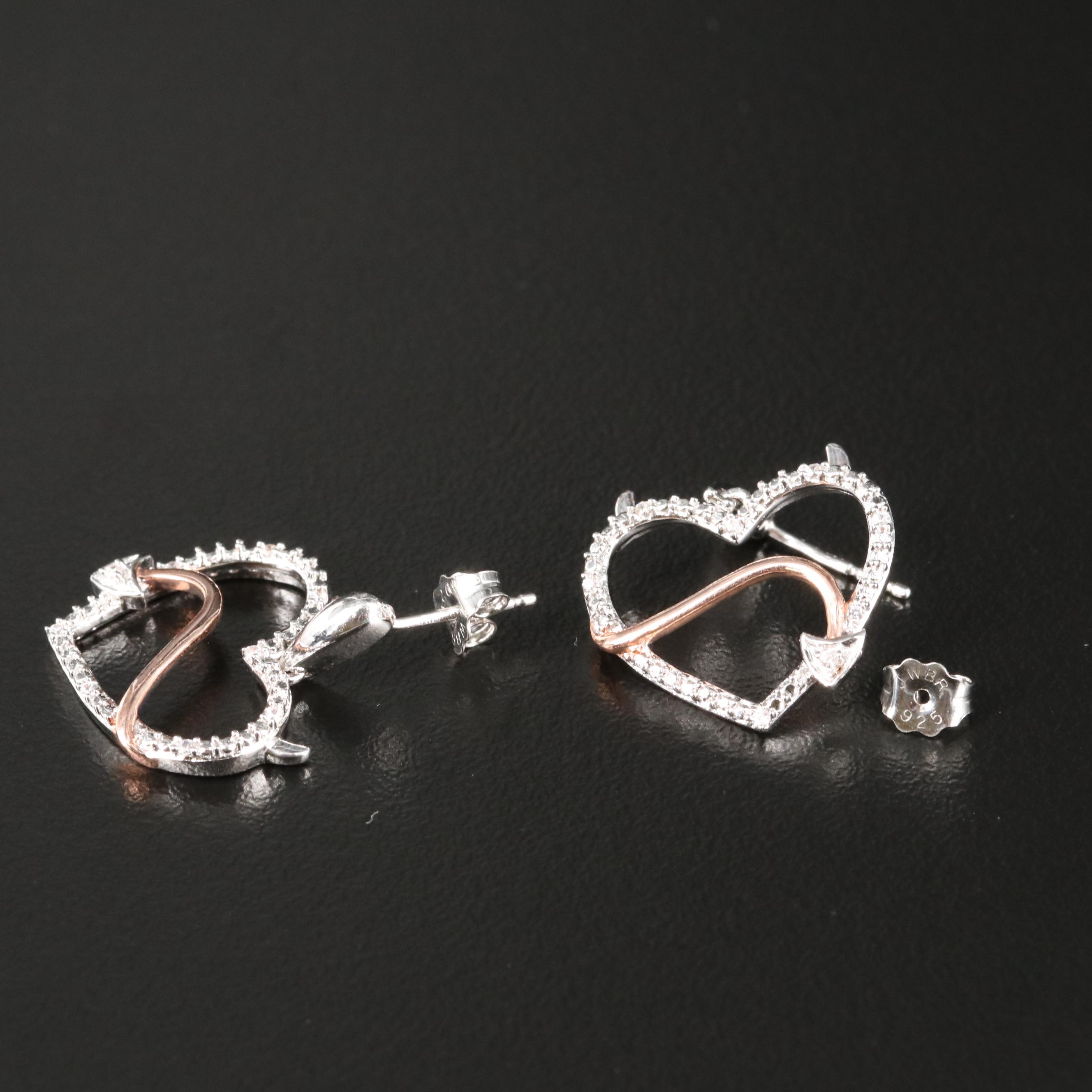 Sterling Cubic Zirconia Devil Heart Earrings