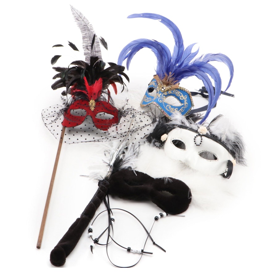 Handcrafted Papier-Mâché and Fabric Masquerade Masks