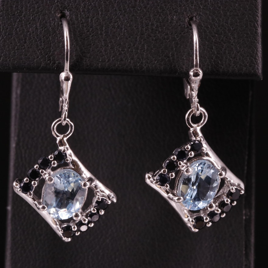 Sterling Blue Topaz and Sapphire Drop Earrings