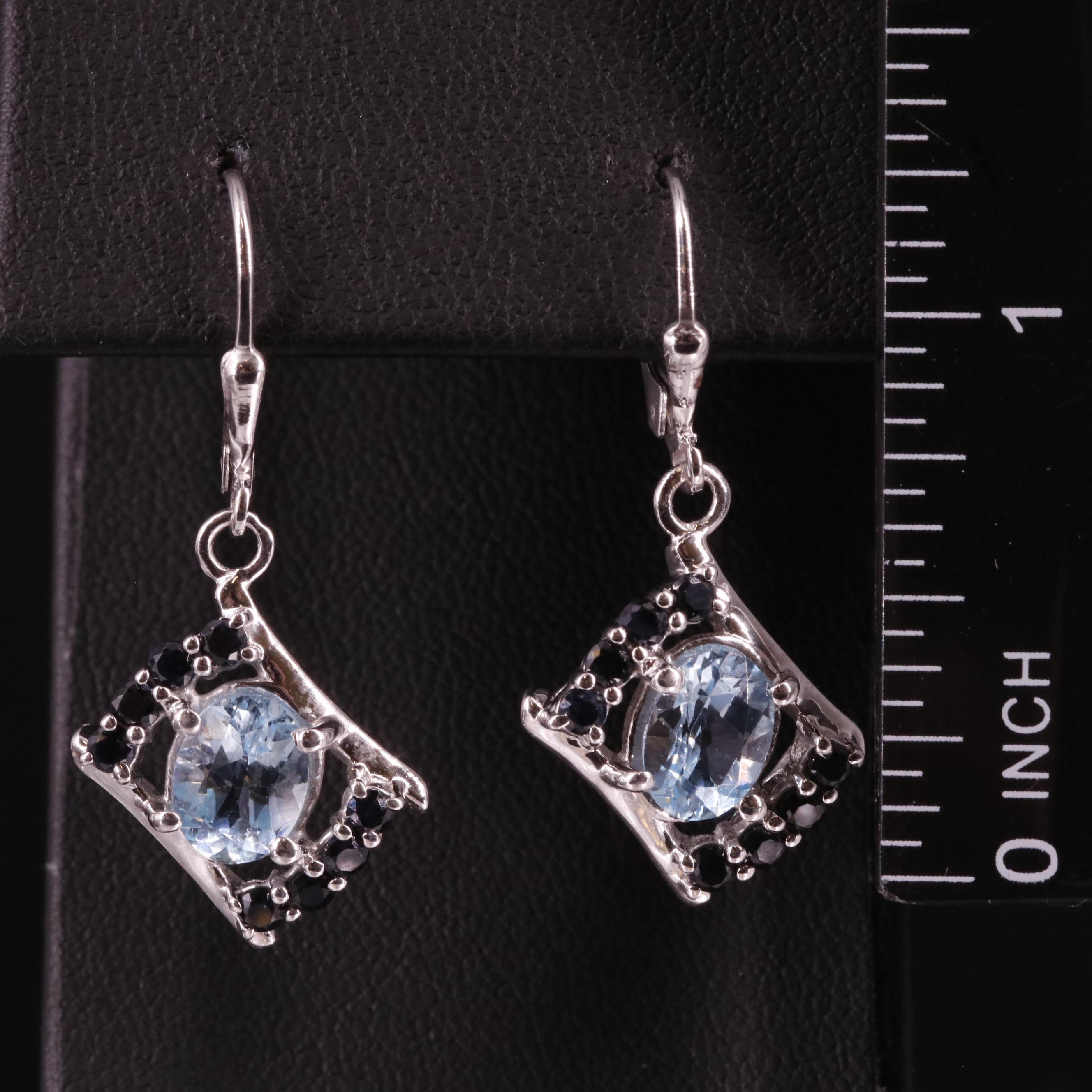 Sterling Blue Topaz and Sapphire Drop Earrings
