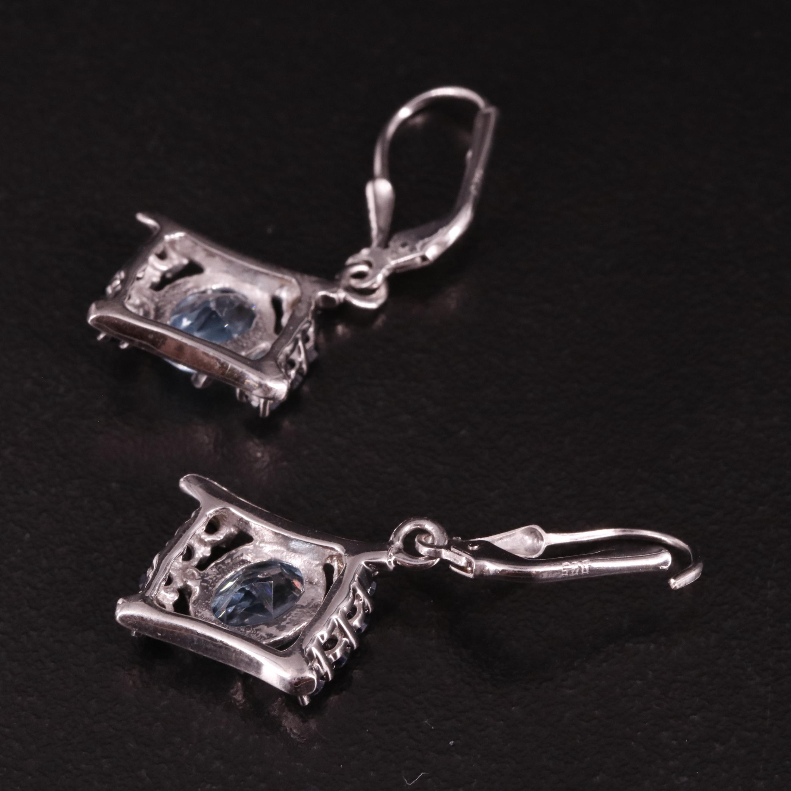 Sterling Blue Topaz and Sapphire Drop Earrings