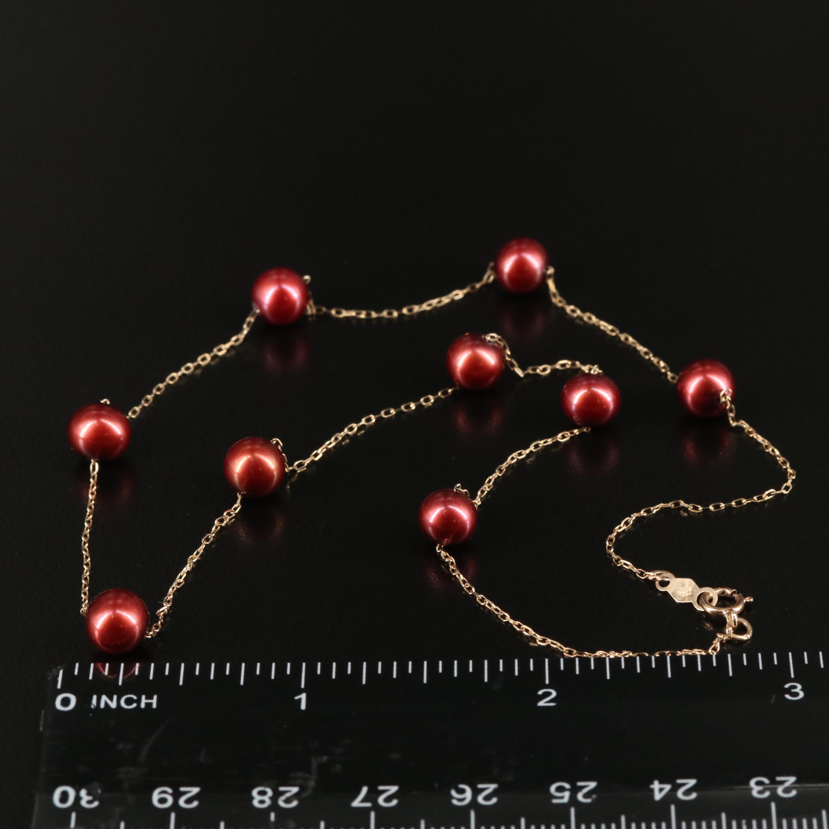 10K Pearl Station Necklace