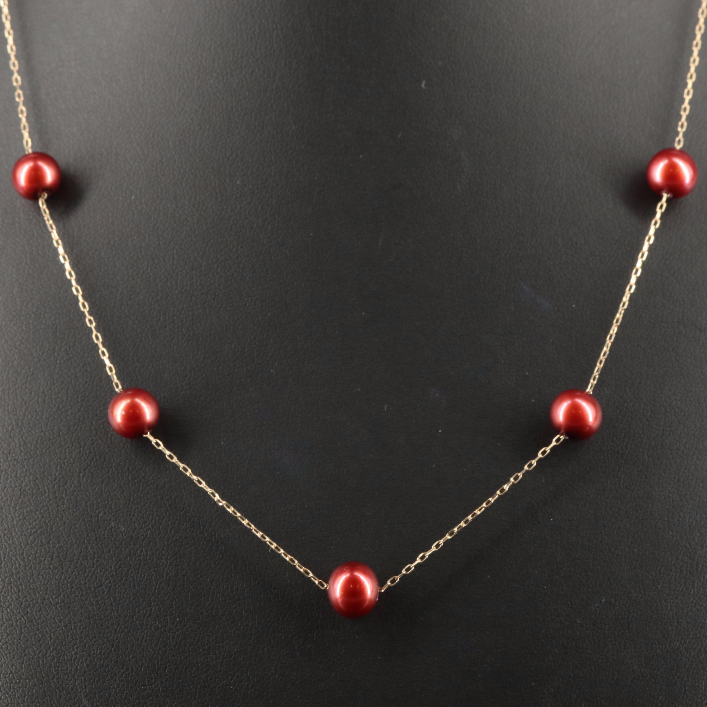 10K Pearl Station Necklace