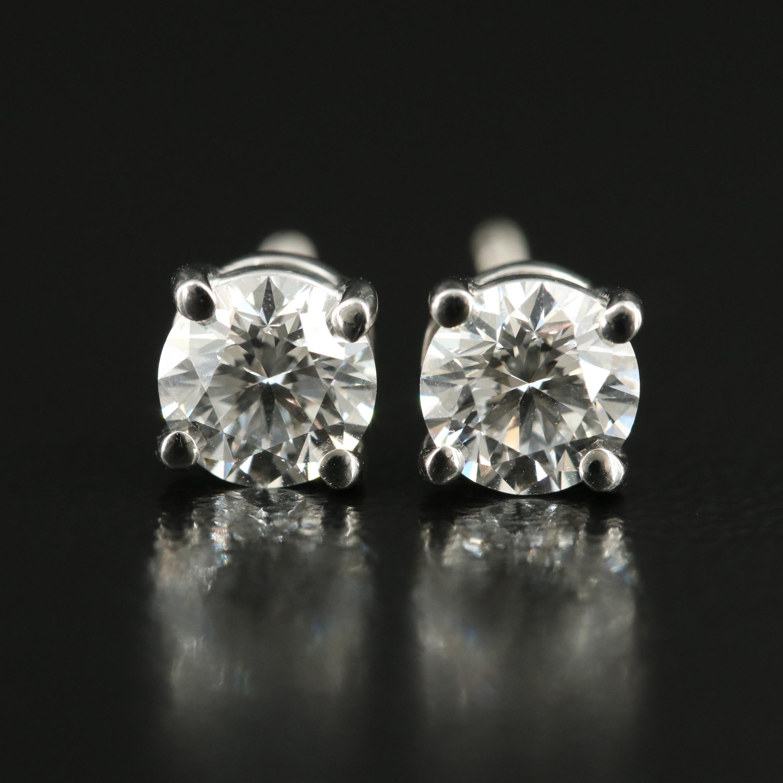 Tiffany & Co. Platinum 1.10 CTW Diamond Stud Earrings with Diamond Certification