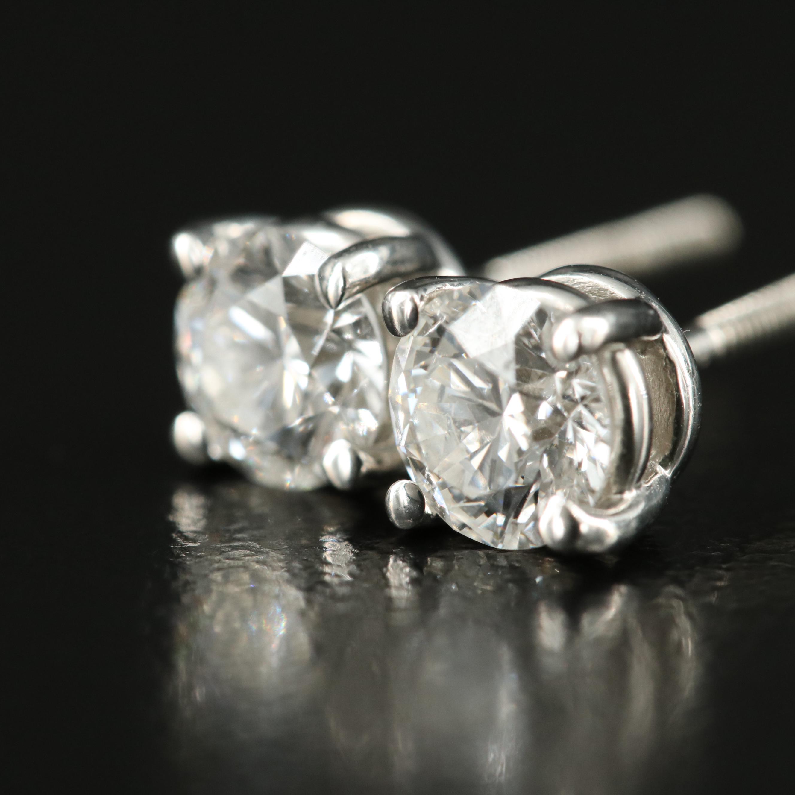 Tiffany & Co. Platinum 1.10 CTW Diamond Stud Earrings with Diamond Certification