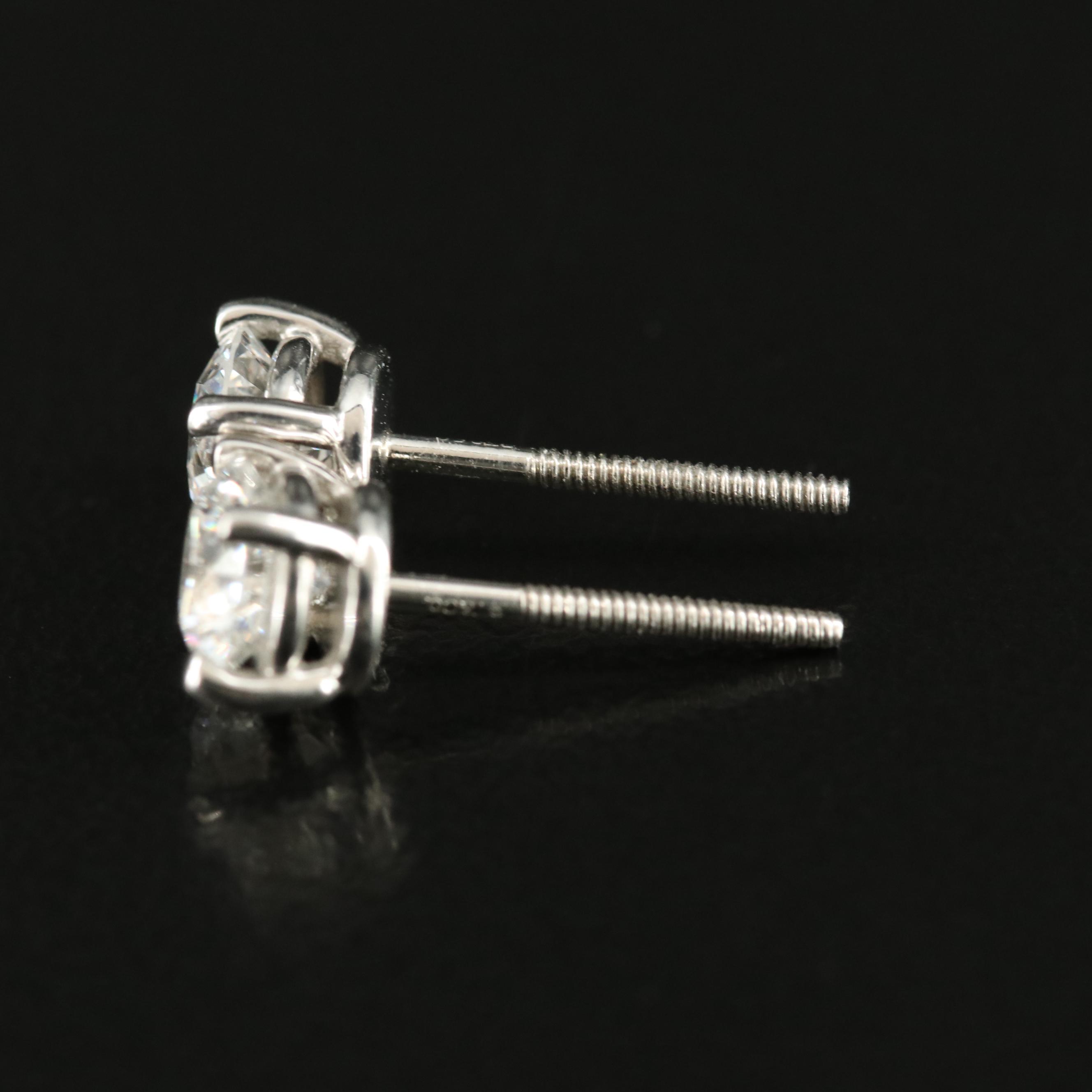 Tiffany & Co. Platinum 1.10 CTW Diamond Stud Earrings with Diamond Certification