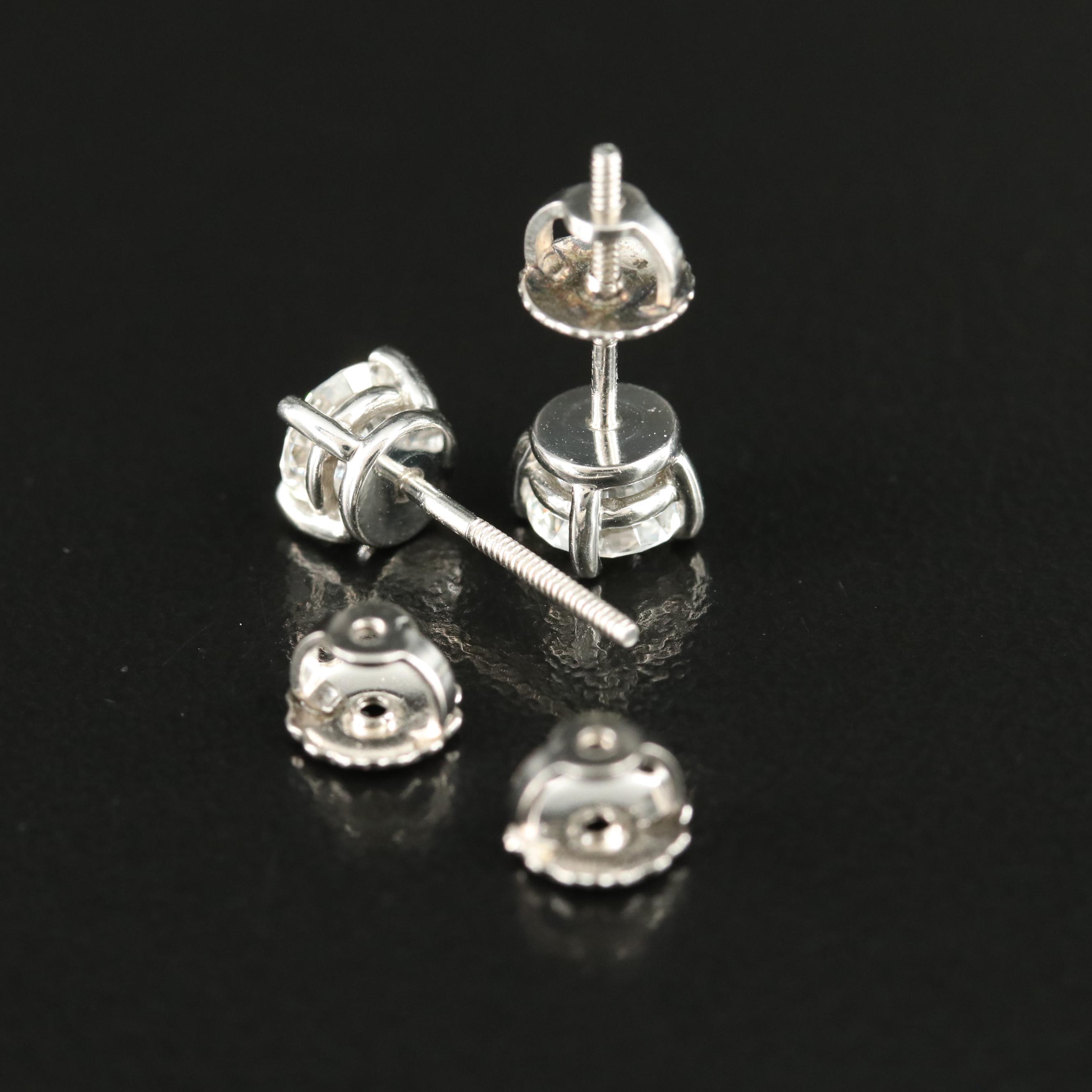 Tiffany & Co. Platinum 1.10 CTW Diamond Stud Earrings with Diamond Certification