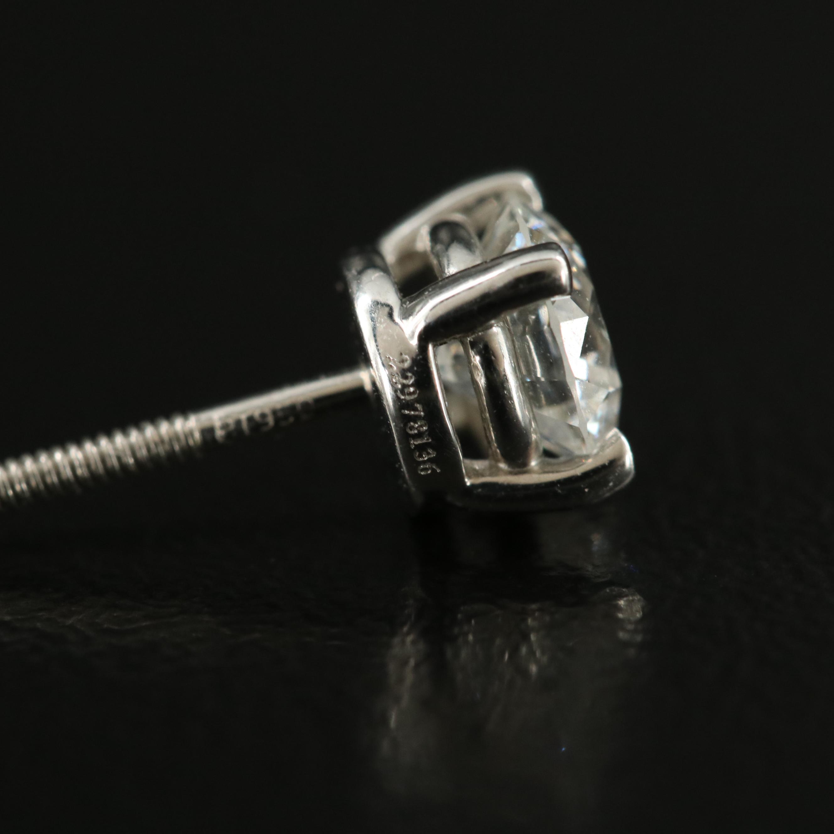 Tiffany & Co. Platinum 1.10 CTW Diamond Stud Earrings with Diamond Certification