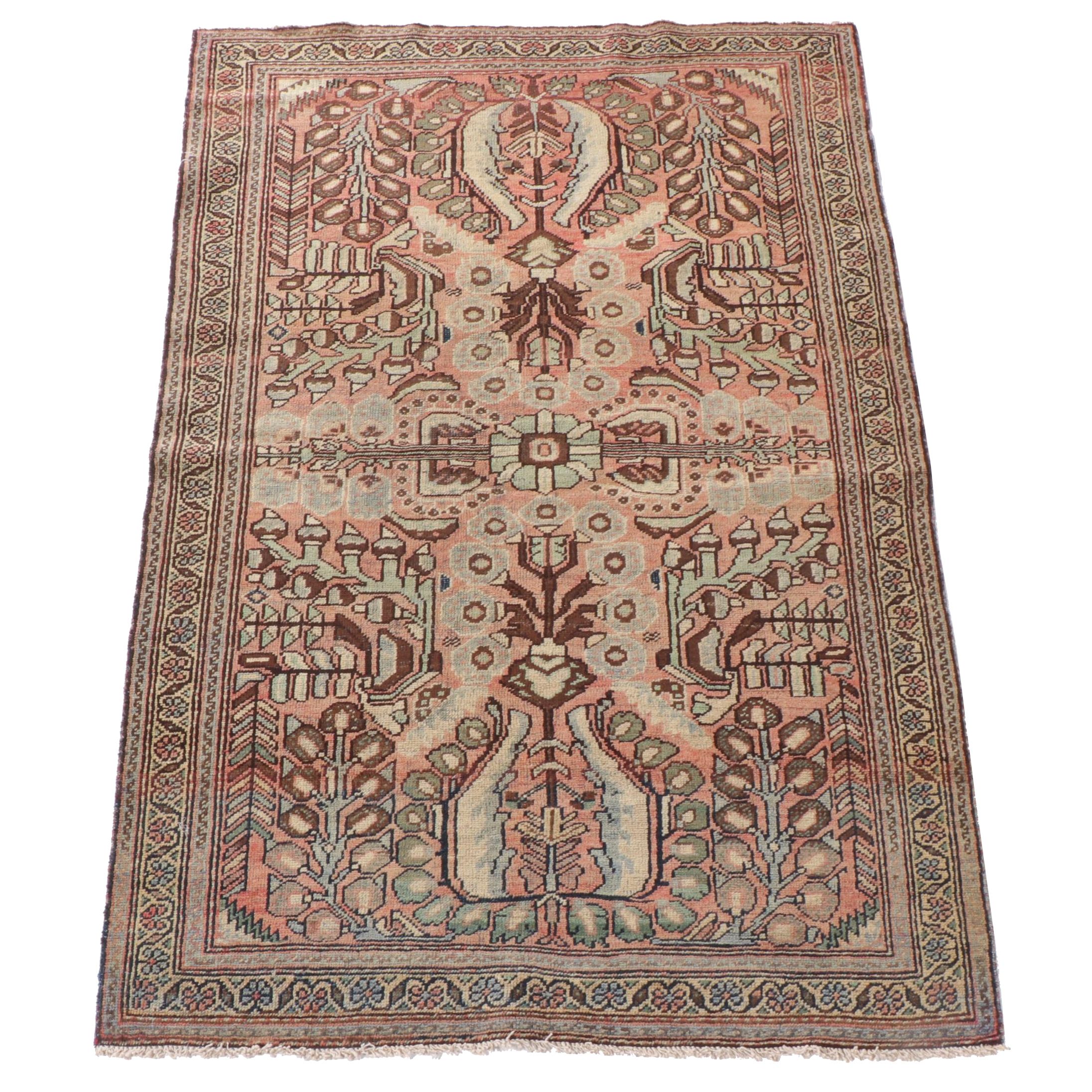 4'1 x 6'4 Hand-Knotted Persian Hamadan Area Rug