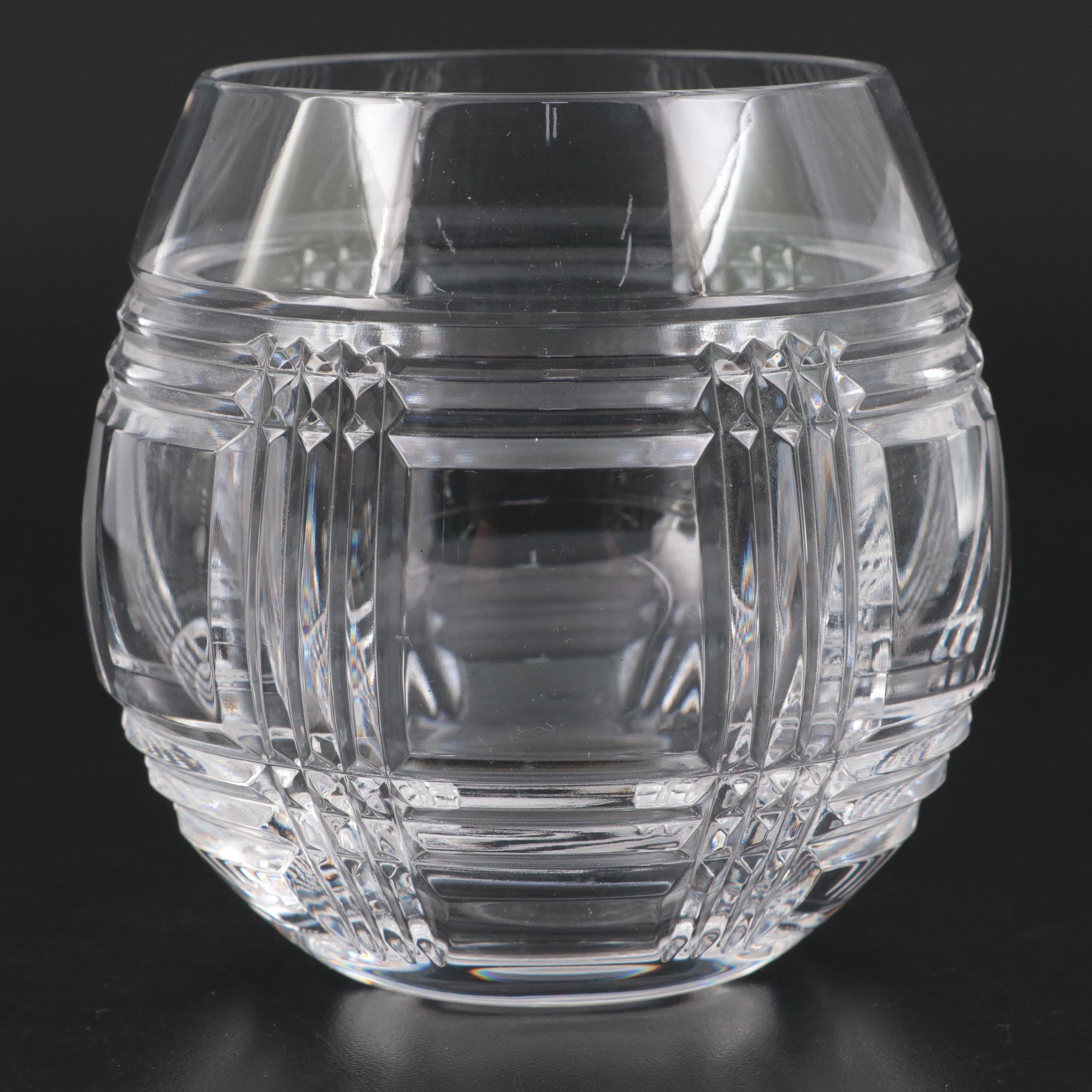 Ralph Lauren Crystal "Glen Plaid" Double Old Fashioned and Roly Poly Glasses