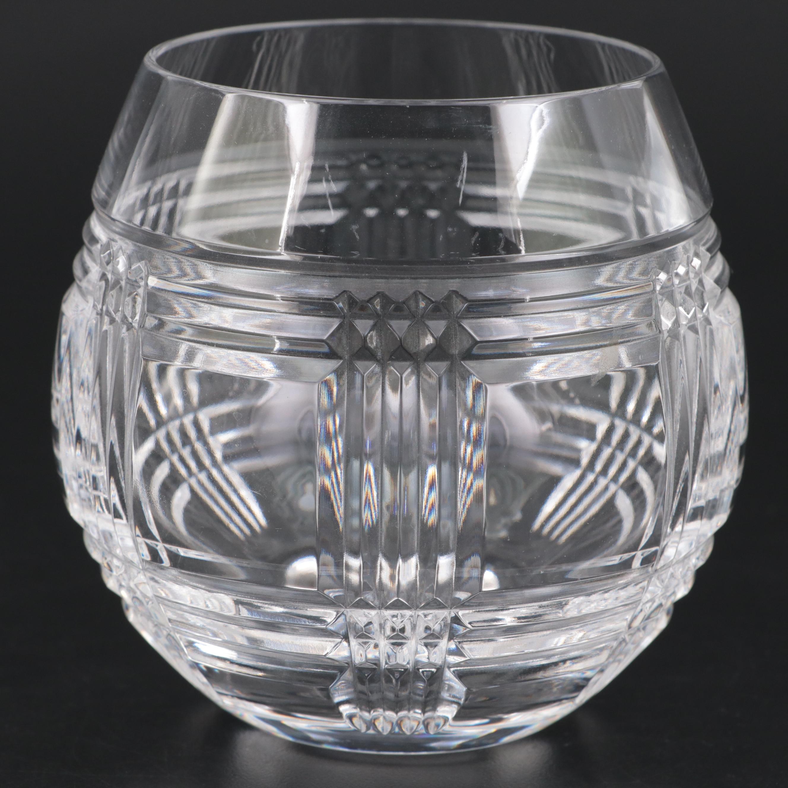 Ralph Lauren Crystal "Glen Plaid" Double Old Fashioned and Roly Poly Glasses