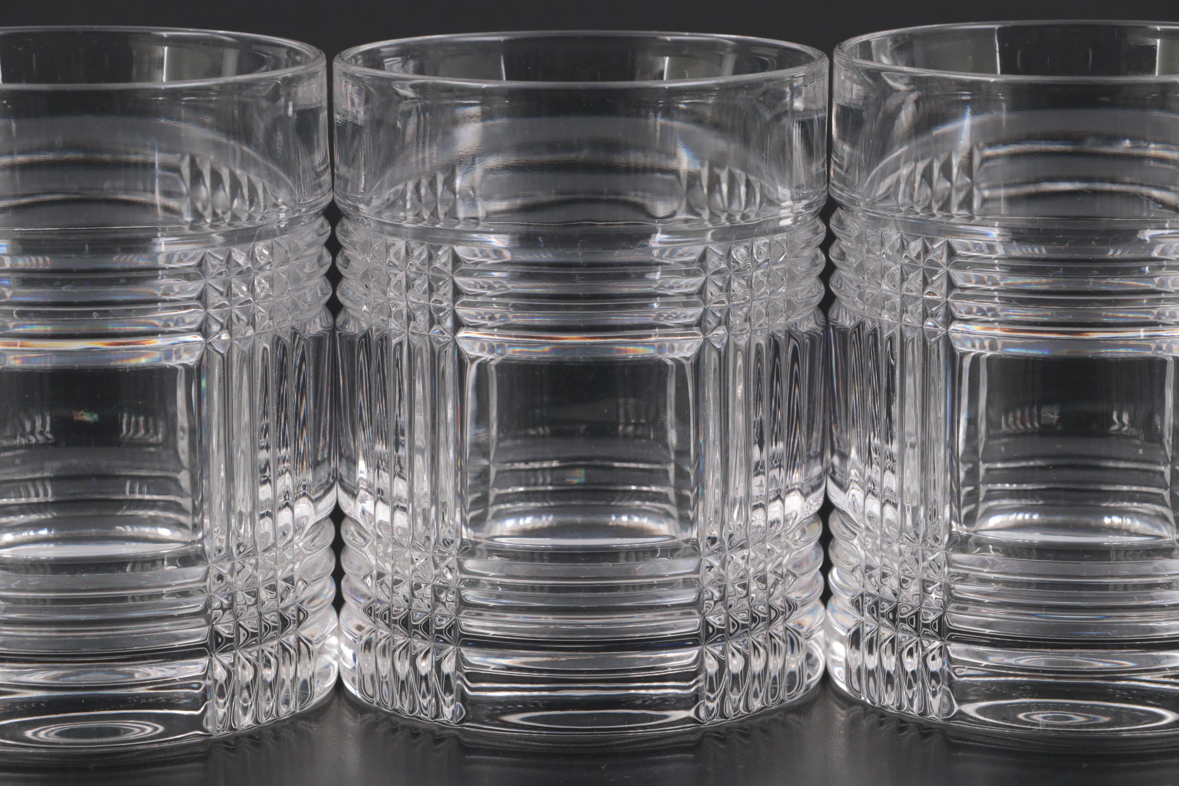 Ralph Lauren Crystal "Glen Plaid" Double Old Fashioned and Roly Poly Glasses