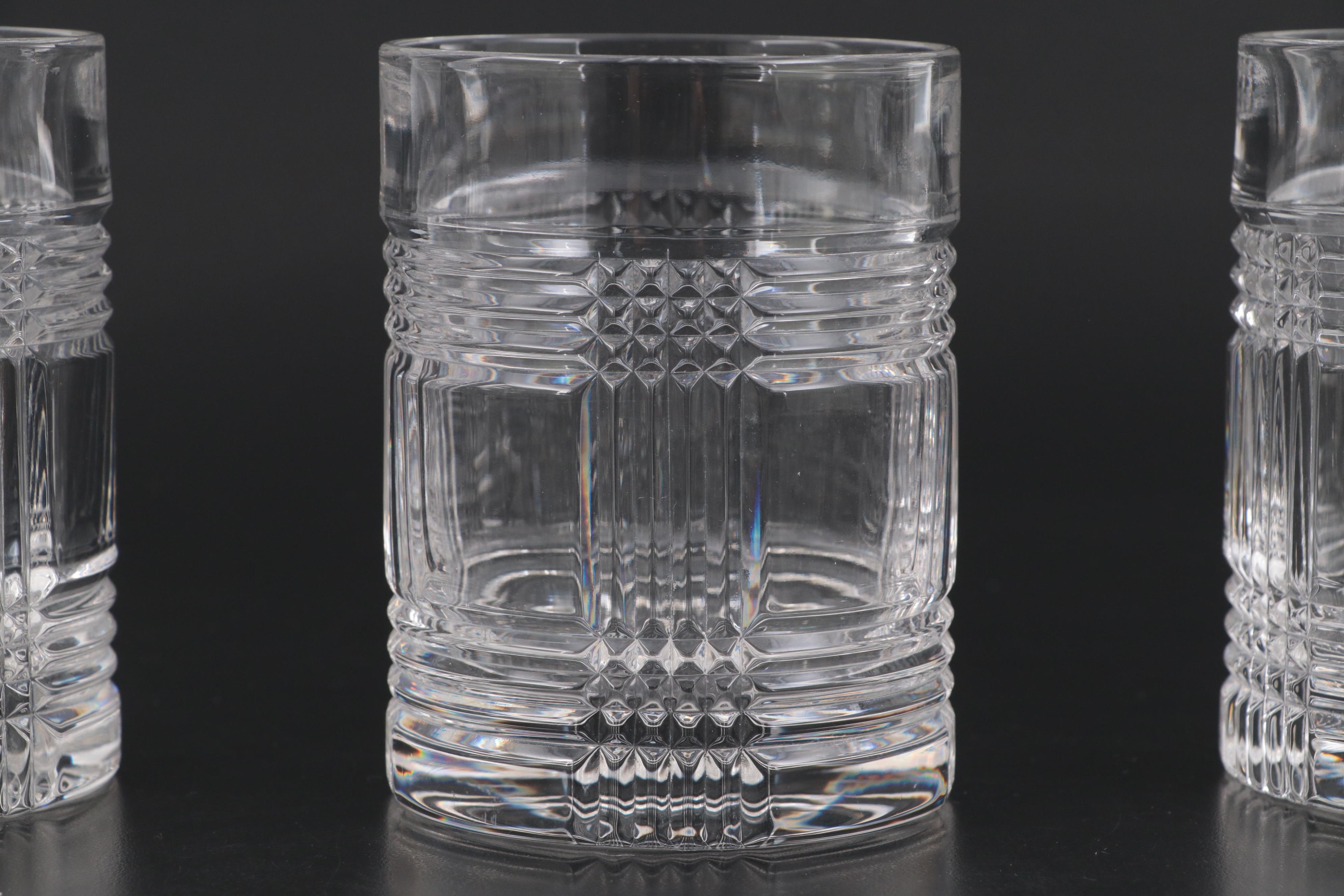 Ralph Lauren Crystal "Glen Plaid" Double Old Fashioned and Roly Poly Glasses