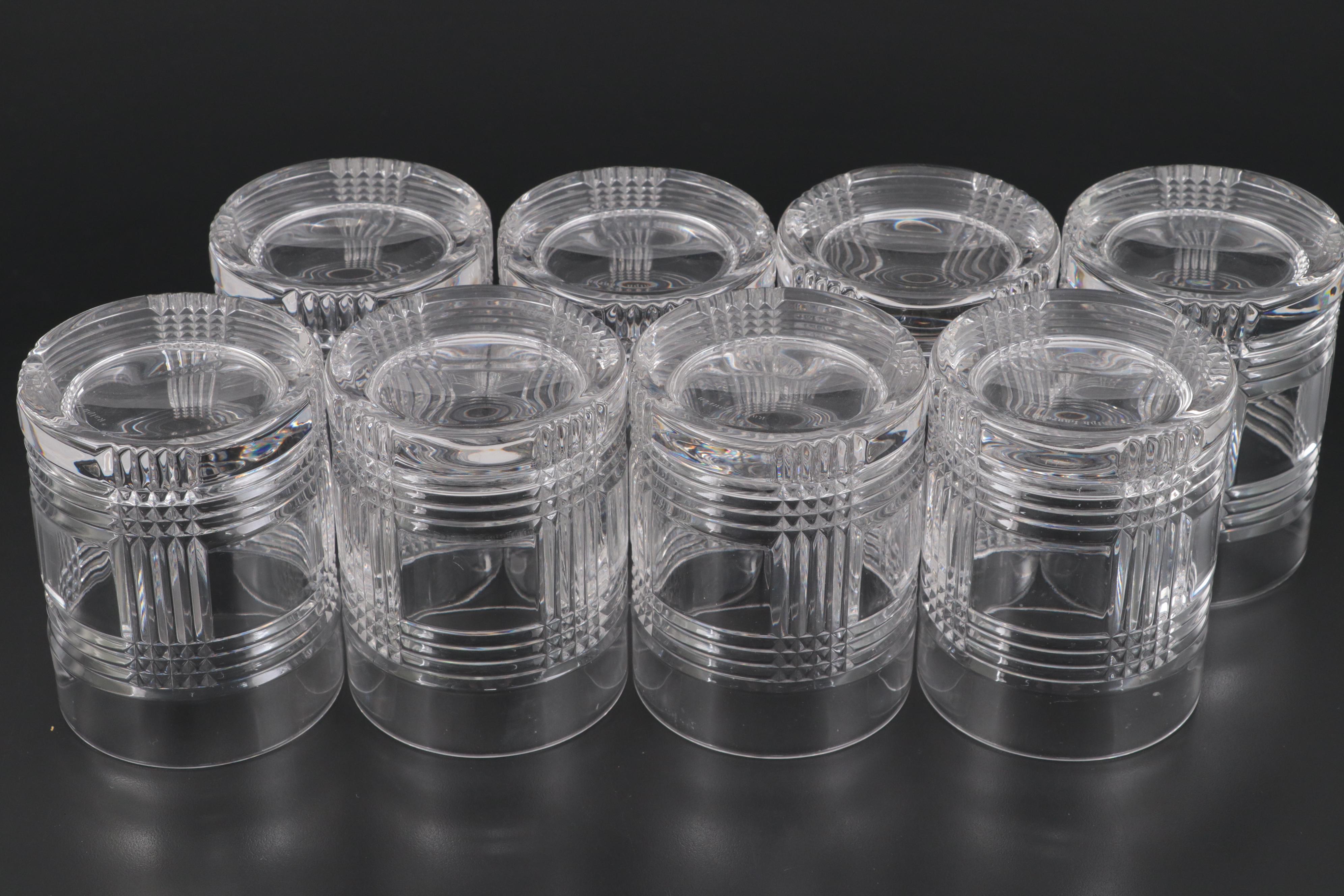 Ralph Lauren Crystal "Glen Plaid" Double Old Fashioned and Roly Poly Glasses