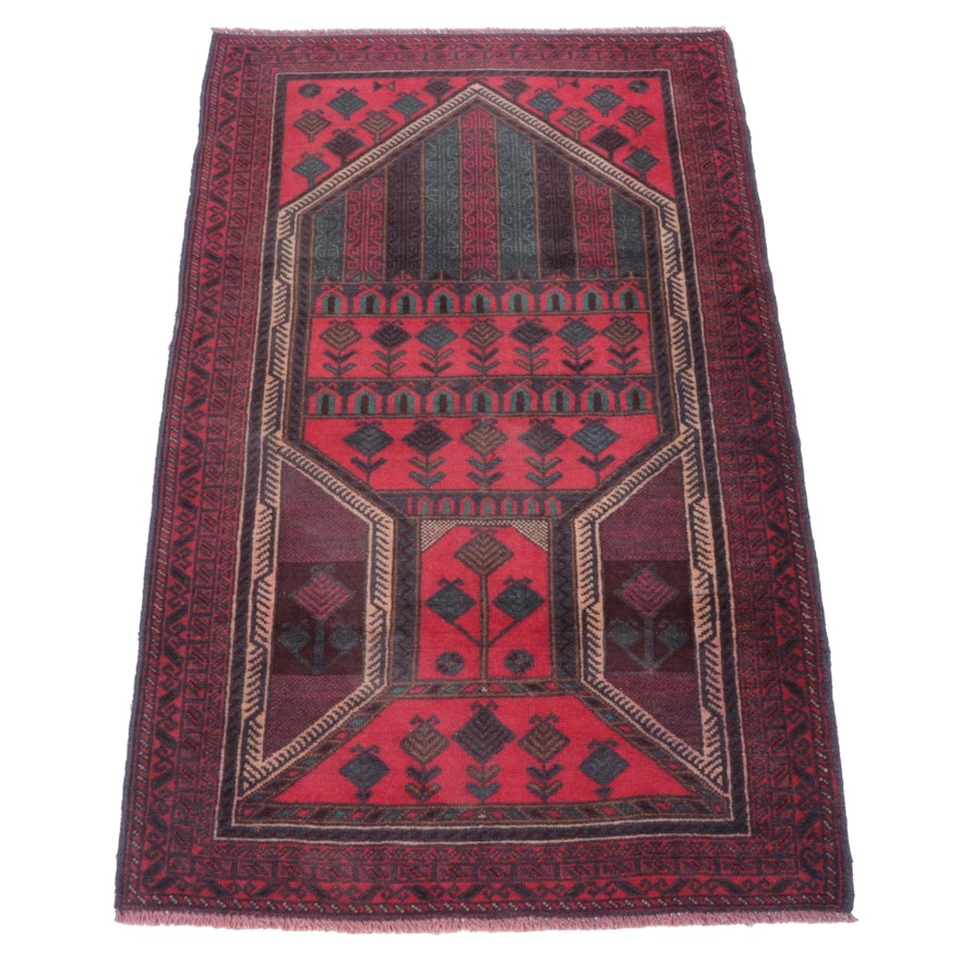 2'11 x 4'11 Hand-Knotted Afghan Baluch Accent Rug