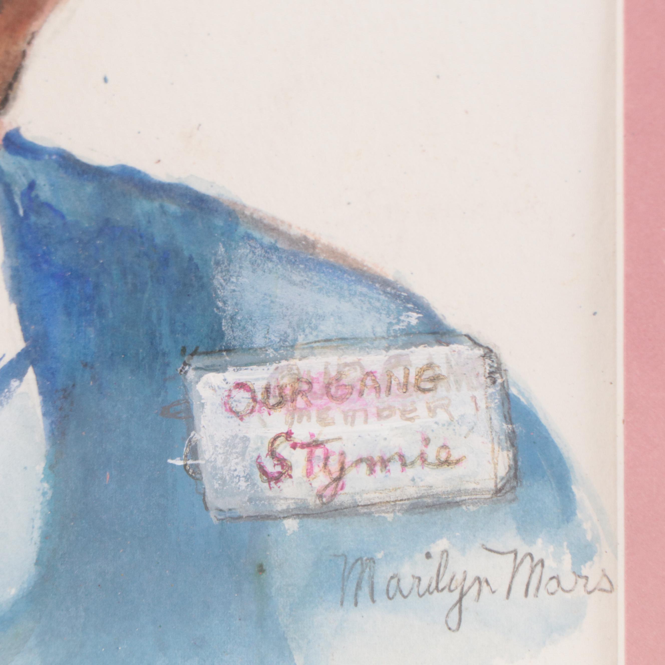 Marilyn Mars Portrait Watercolor Painting of Stymie From Little Rascals