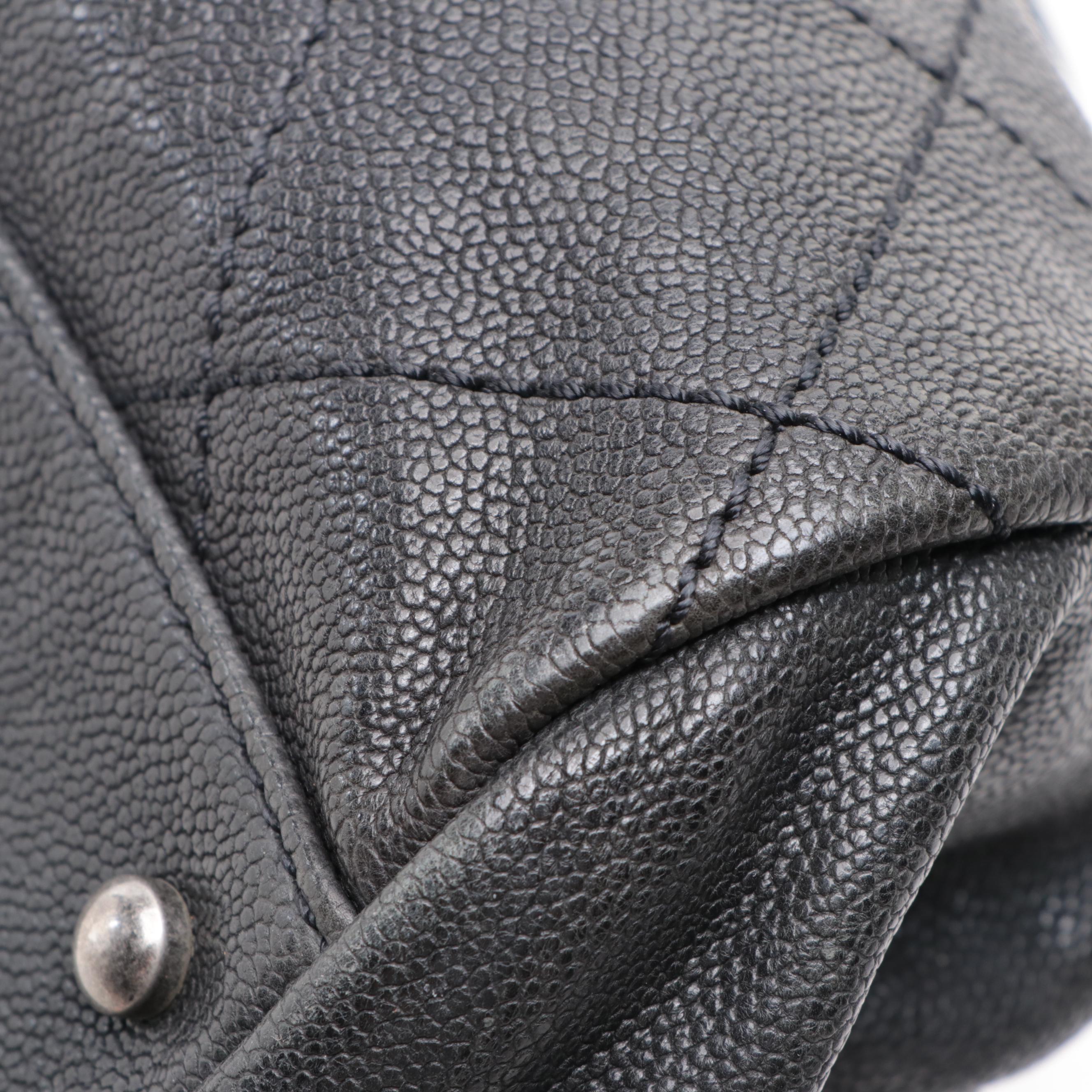 Chanel Diamond Stitch Caviar Leather Satchel with CC Logo