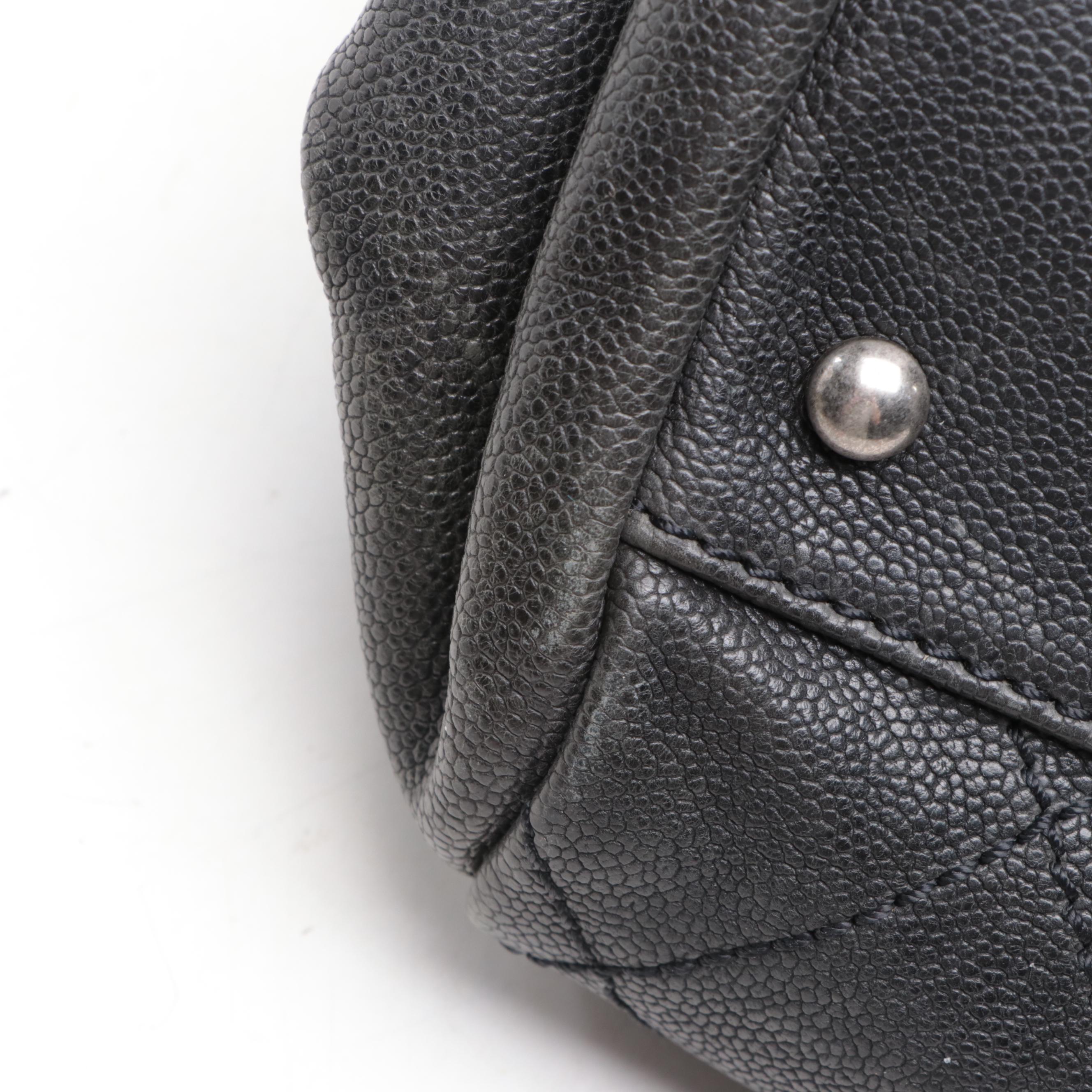 Chanel Diamond Stitch Caviar Leather Satchel with CC Logo